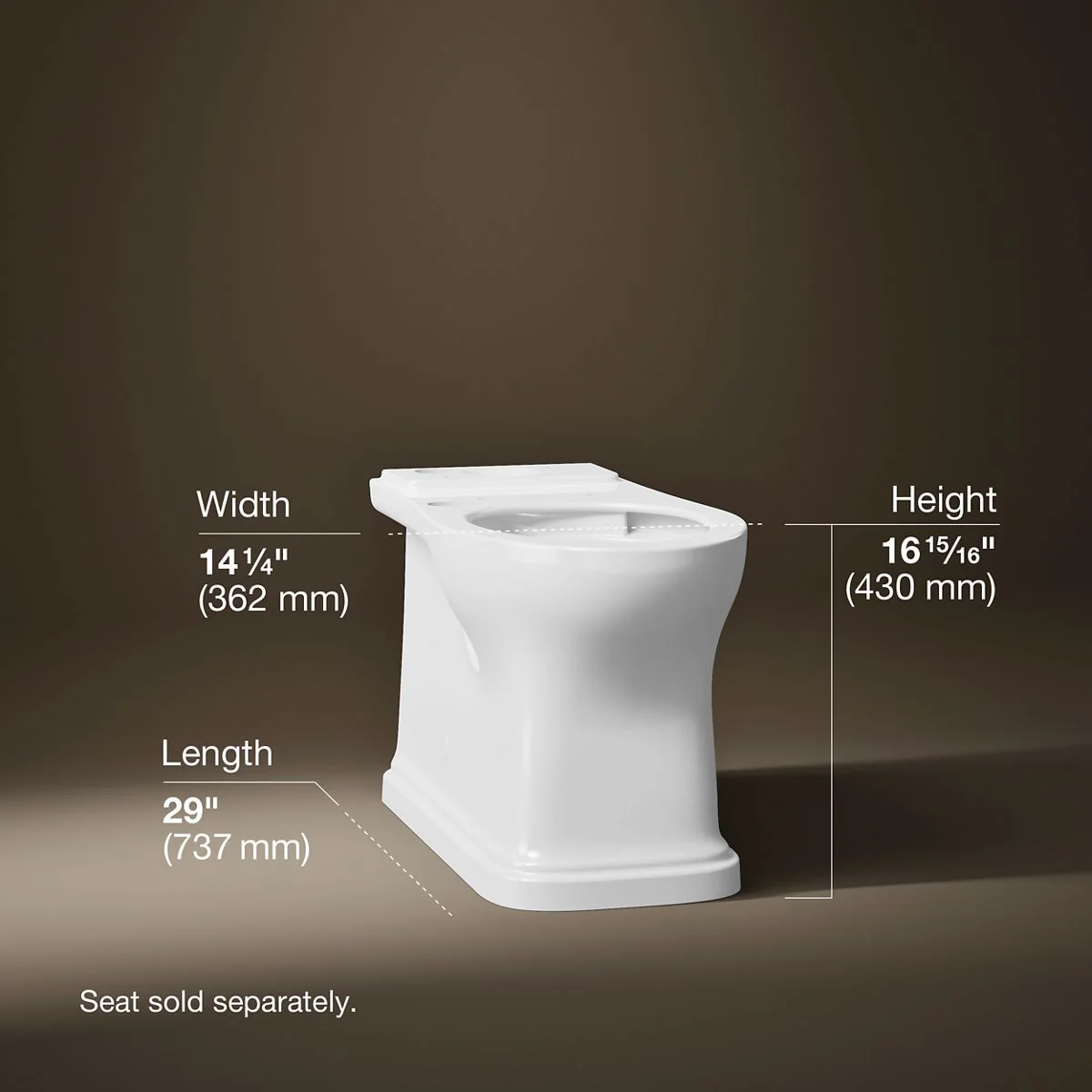 KOHLER K-35959-HC Claude Elongated toilet bowl with skirted trapway - Image 5