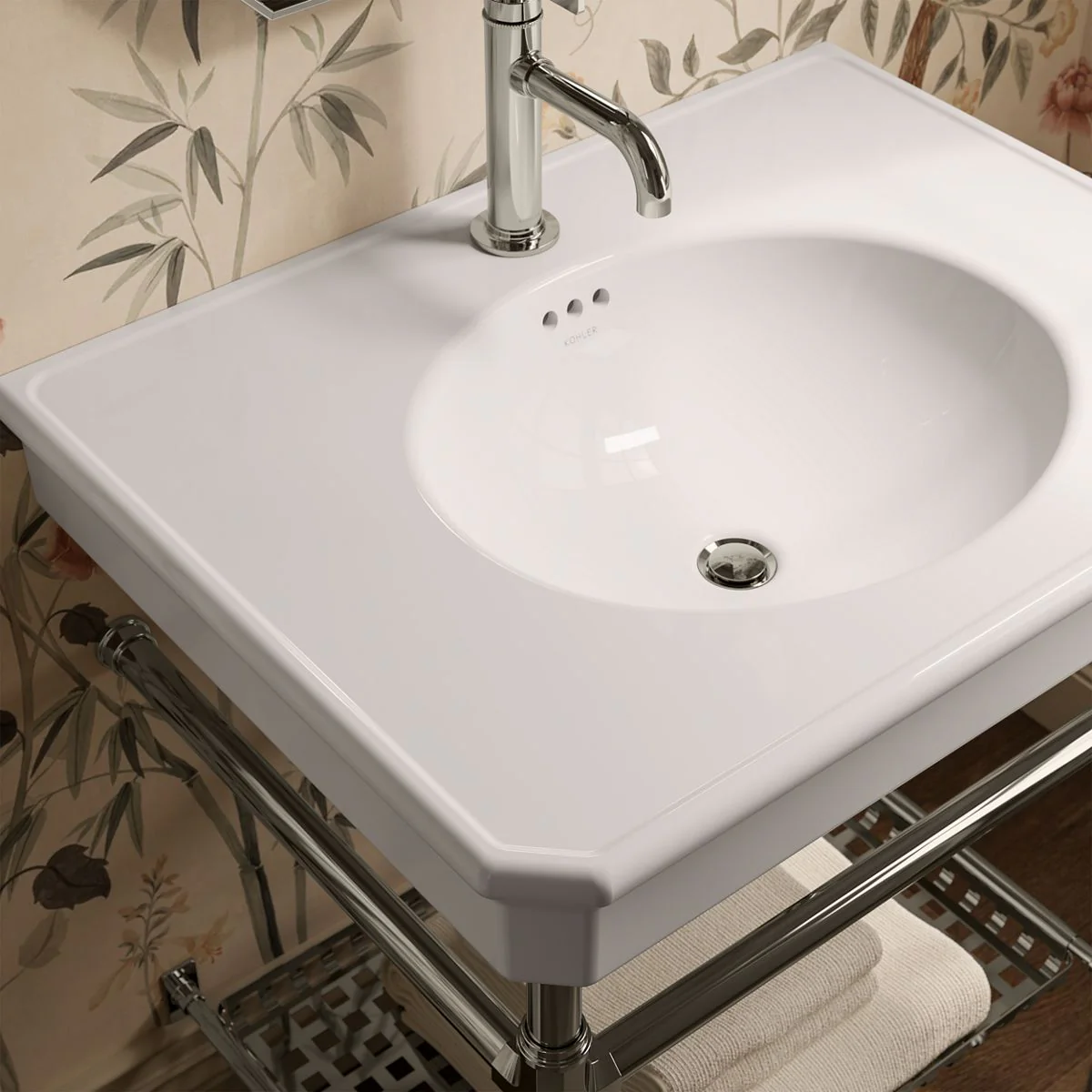 KOHLER K-38225-1 Claude 30" rectangular pedestal/console table bathroom sink - Image 9