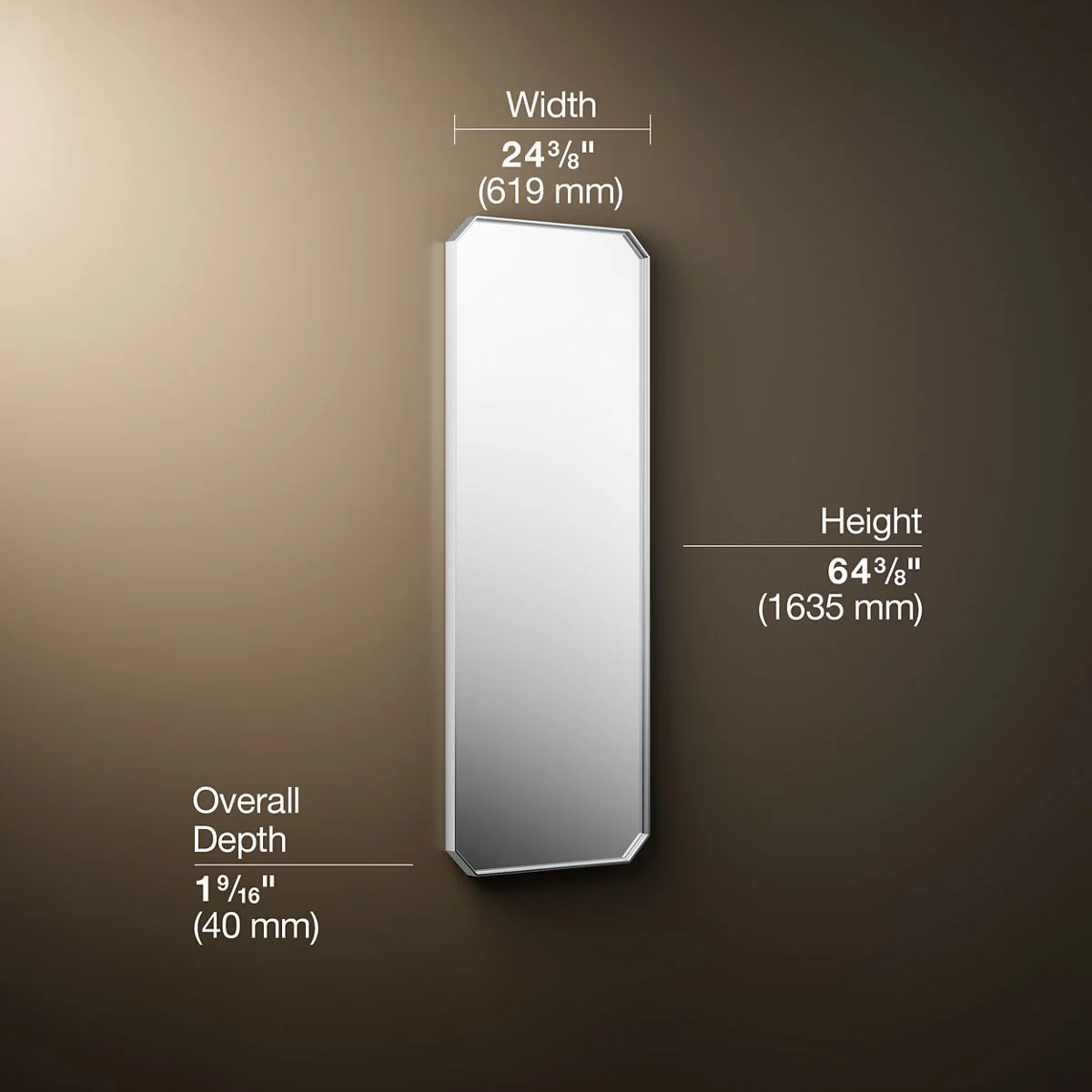 KOHLER K-39312 Claude 24" x 64" rectangular framed mirror - Image 6