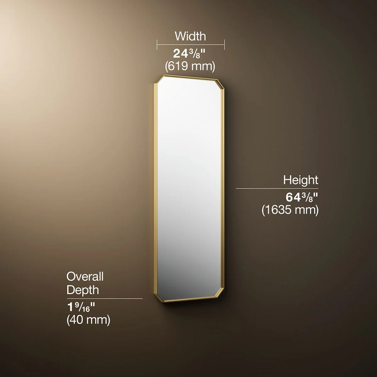 KOHLER K-39312 Claude 24" x 64" rectangular framed mirror - Image 9