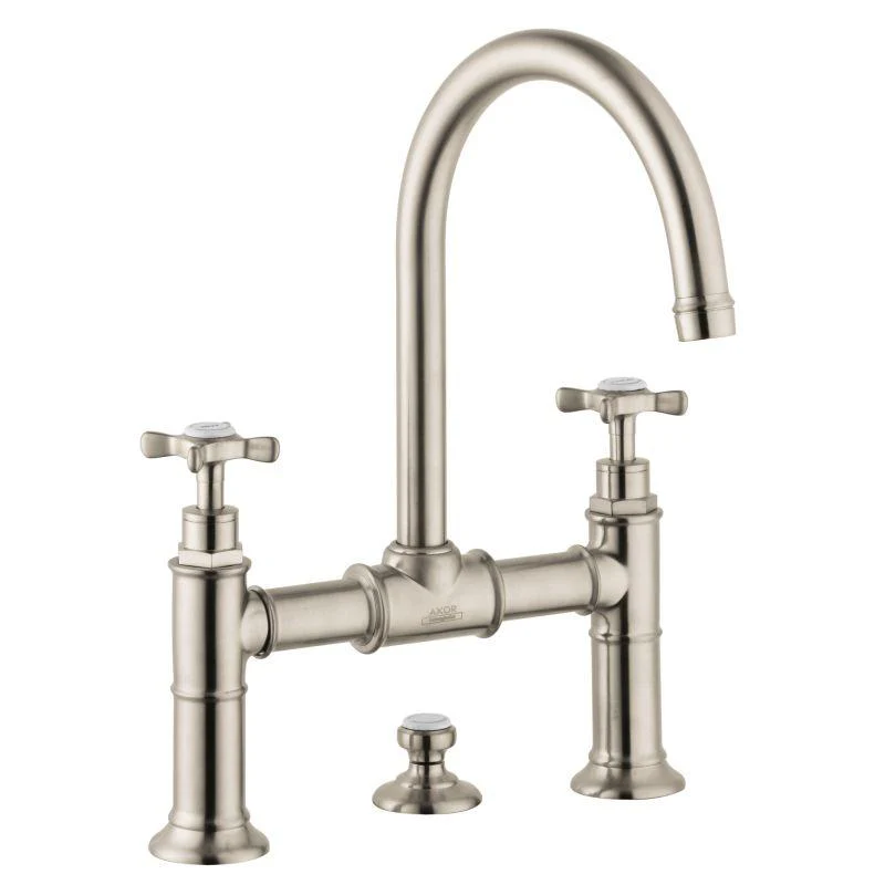 AXOR 16510001 Montreux 1.2 GPM Widespread Bridge Bathroom Faucet with Swivel Spout Cross Handles and Drain Assembly in Chrome - Image 2