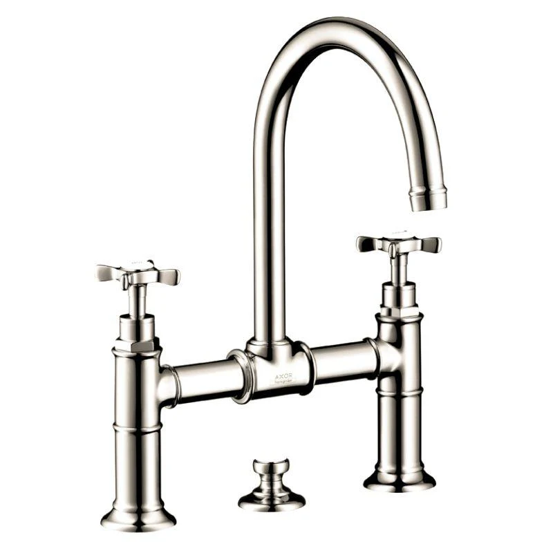 AXOR 16510001 Montreux 1.2 GPM Widespread Bridge Bathroom Faucet with Swivel Spout Cross Handles and Drain Assembly in Chrome - Image 3