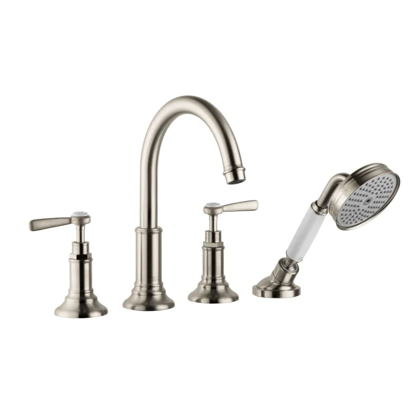AXOR 16550001 Montreux Roman Tub Filler Faucet Deck Mounted with Diverter Metal Lever Handles and 2.5 GPM Single Function Hand Shower Less Valve in Chrome - Image 2