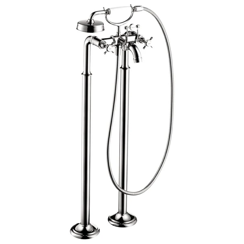 AXOR 16547001 Montreux Roman Tub Filler Faucet Free Standing with Diverter 5 Techniflex Hose and 2.5 GPM Single Function Hand Shower Less Valve in Chrome