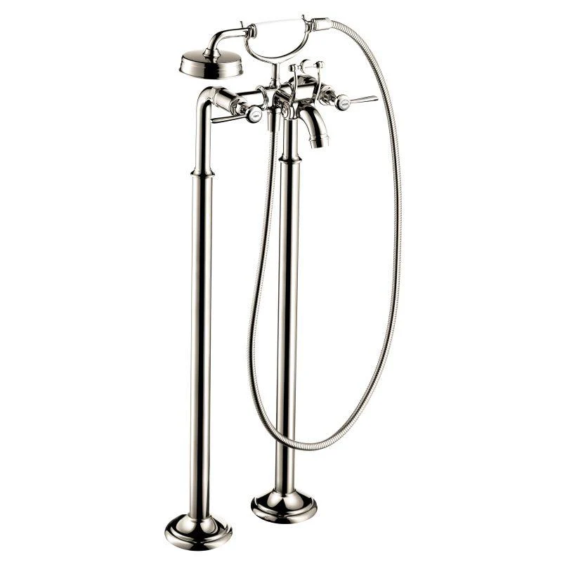AXOR 16553001 Montreux Roman Tub Filler Faucet Freestanding with Diverter Metal Lever Handles 5 Techniflex Hose and 2.5 GPM Single Function Hand Shower Less Valve in Chrome - Image 3
