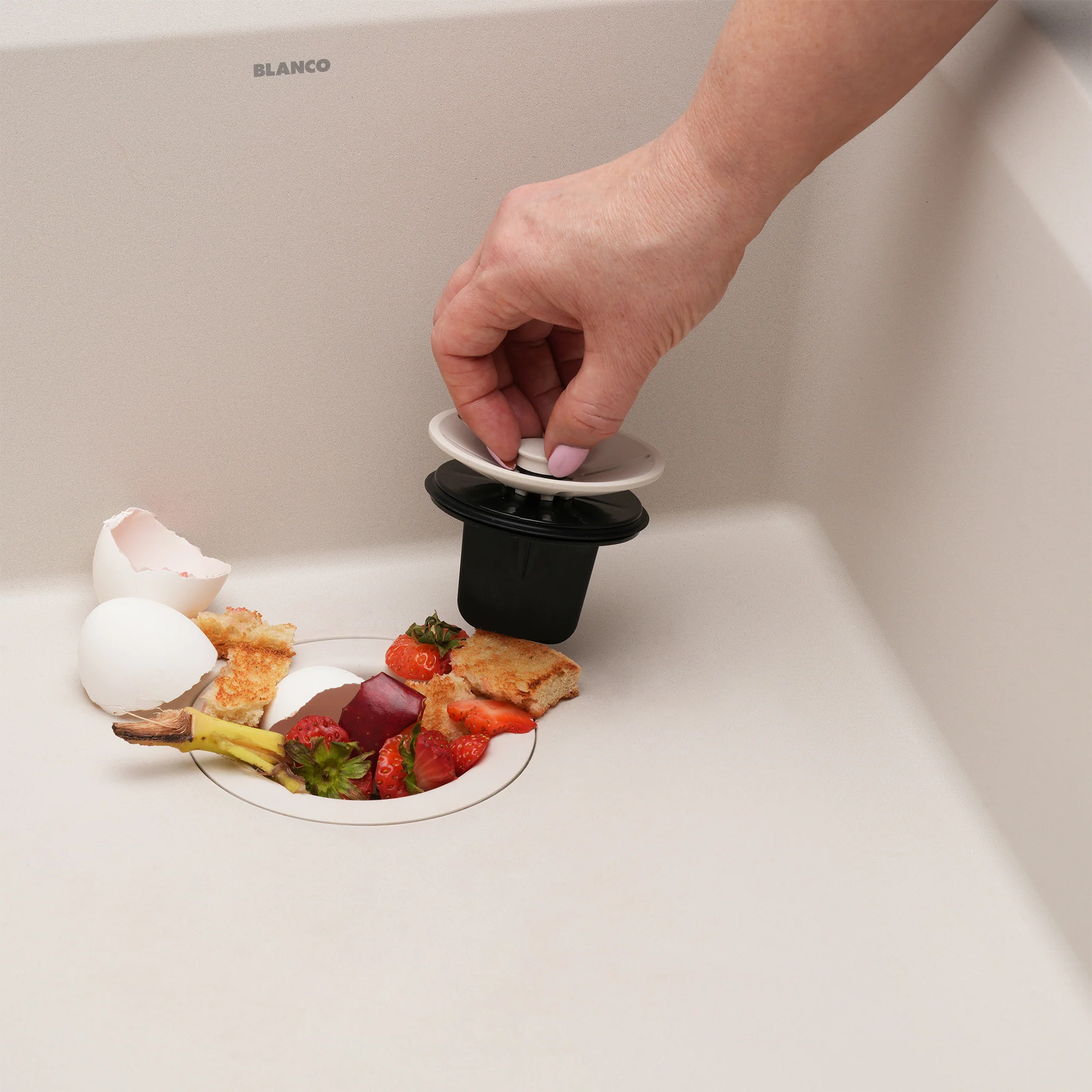 BLANCO Essential Silgranit Color-Matched Disposal Flange Insert with Waste Scraper - Image 13