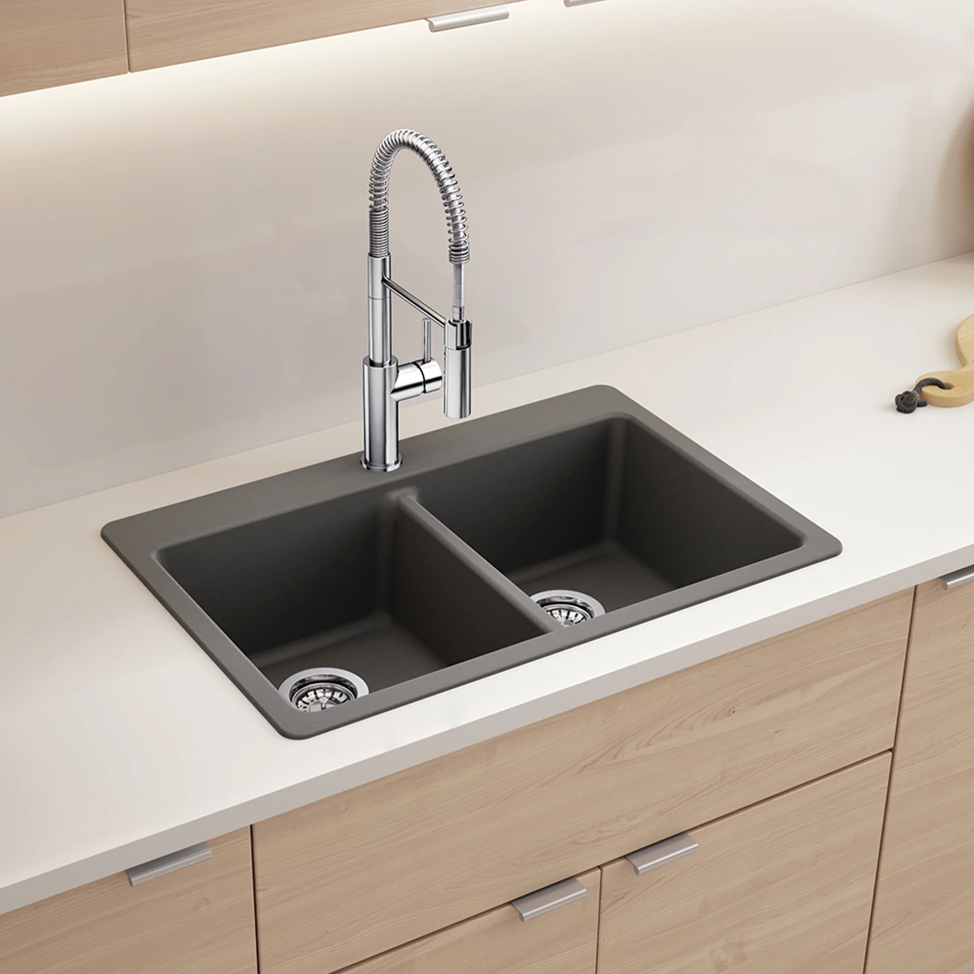 BLANCO Liven SILGRANIT 33" 50/50 Double Bowl Dual Mount Kitchen Sink with Low Divide - Image 10