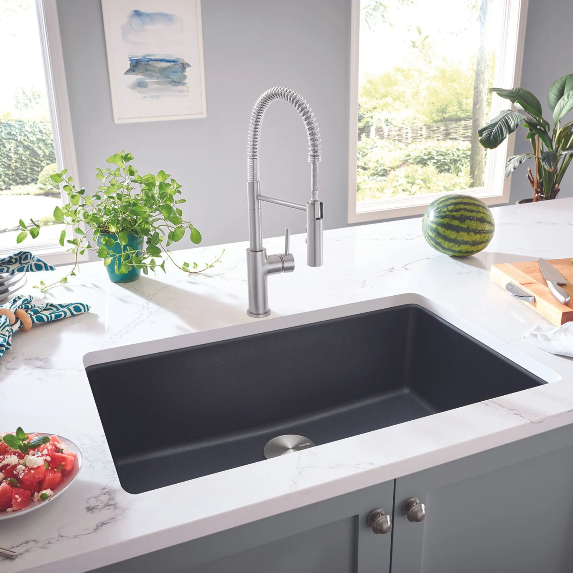 BLANCO Liven SILGRANIT 33" Super Single Dual Mount Kitchen Sink - Image 11