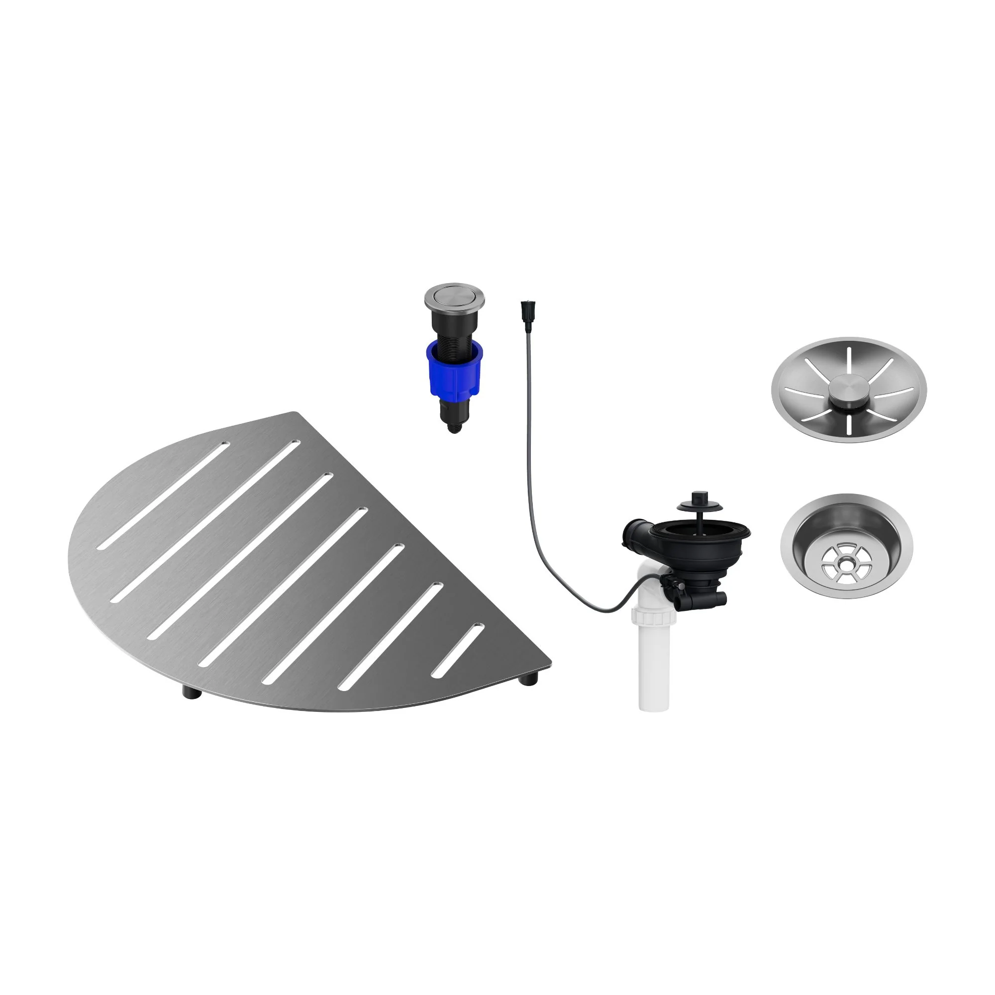 BLANCO Oovalon Drain & Accessory Bundle - Includes Top Grid, Basket Strainer and Drain Button - Brushed Stainless Steel