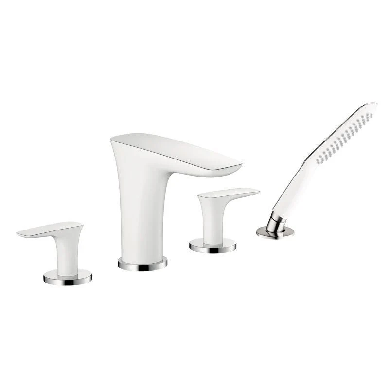 hansgrohe 15446001 Pura Vida Roman Tub Filler Faucet with Diverter Metal Lever Handles and 2.0 GPM Single Function Hand Shower Less Valve in Chrome - Image 2