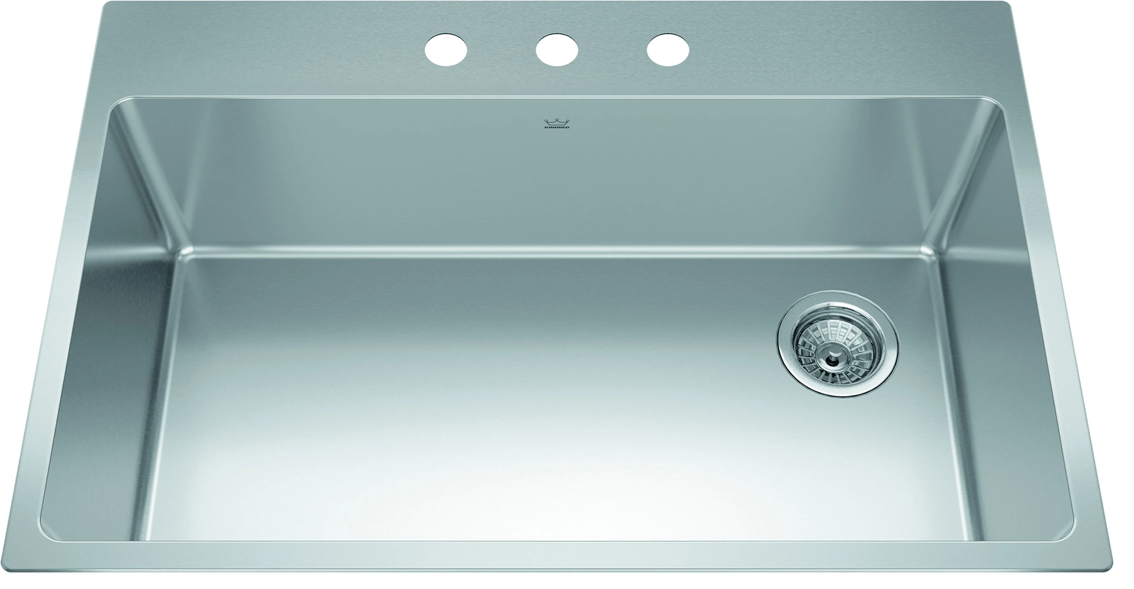 Kindred Brookmore BSL2233-9-3N-OW Drop-In Single Bowl 32.88 x 22 in Stainless Steel Kitchen Sink
