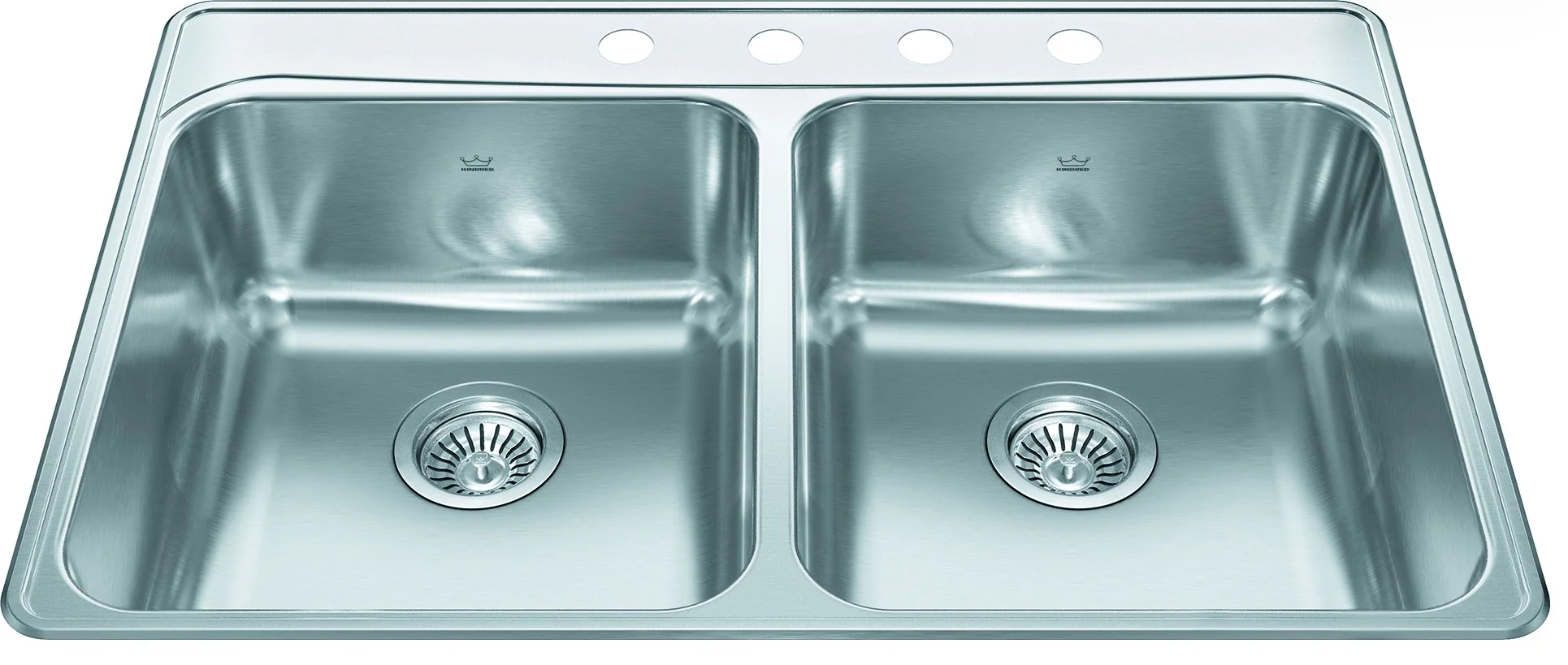 Kindred Creemore FCDLA3322-8 Drop-In Double Bowl 33 x 22 in Stainless Steel Kitchen Sink
