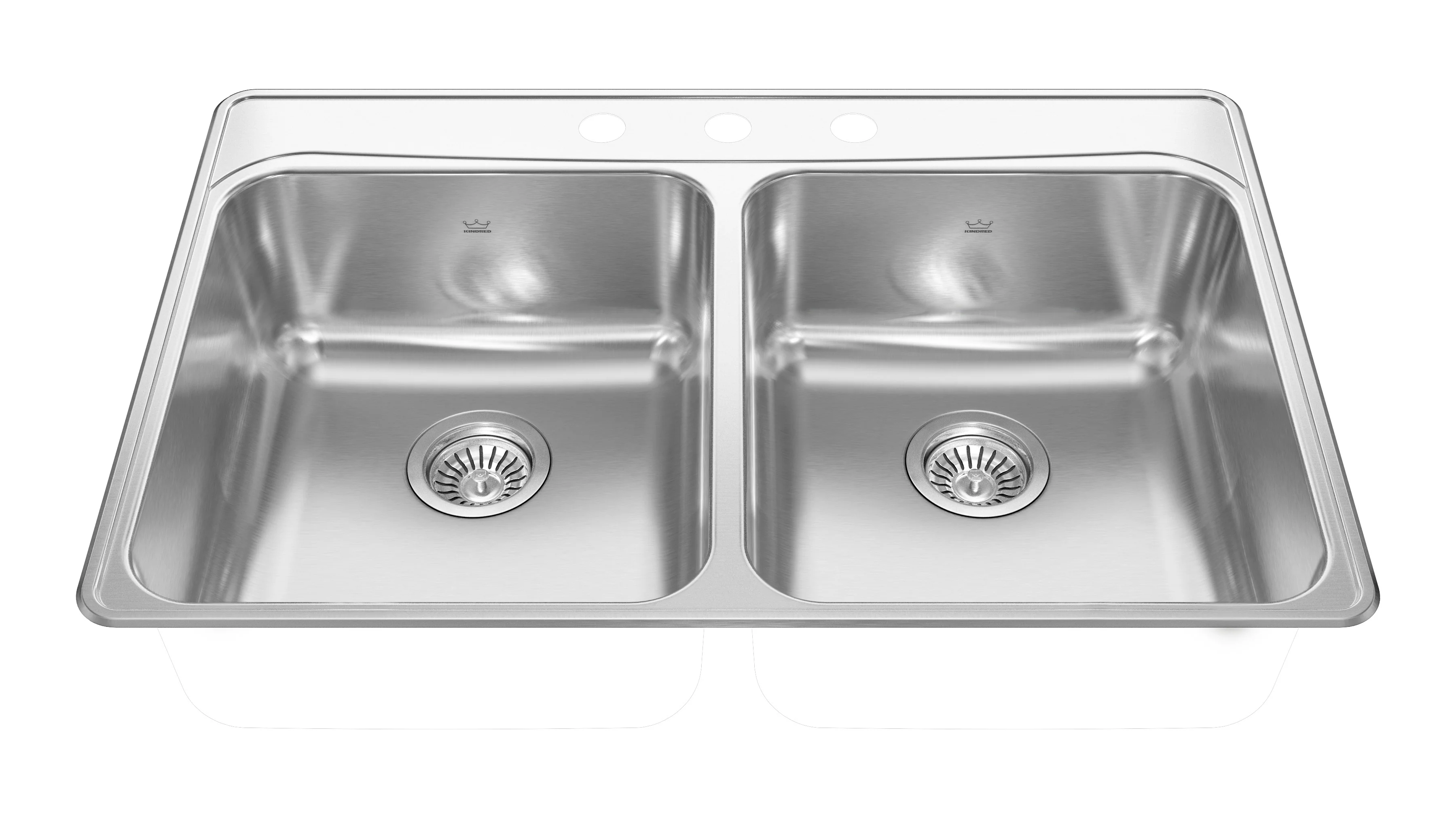 Kindred Creemore FCDLA3322-8 Drop-In Double Bowl 33 x 22 in Stainless Steel Kitchen Sink - Image 2