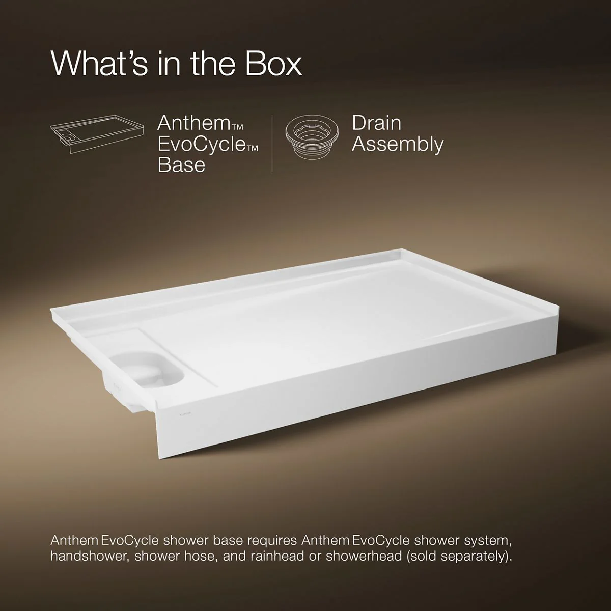 KOHLER K-33475 Anthem EvoCycle 60" x 36" alcove shower base, left drain - Image 2
