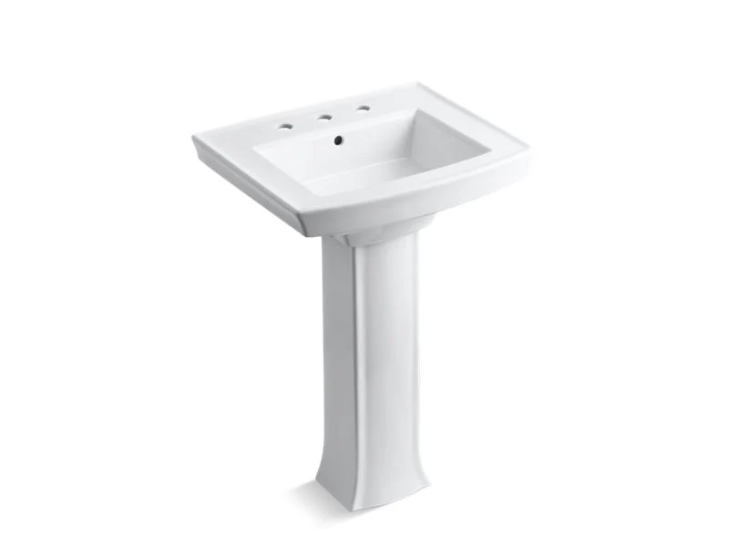KOHLER K-2359-8 Archer 24" rectangular pedestal bathroom sink