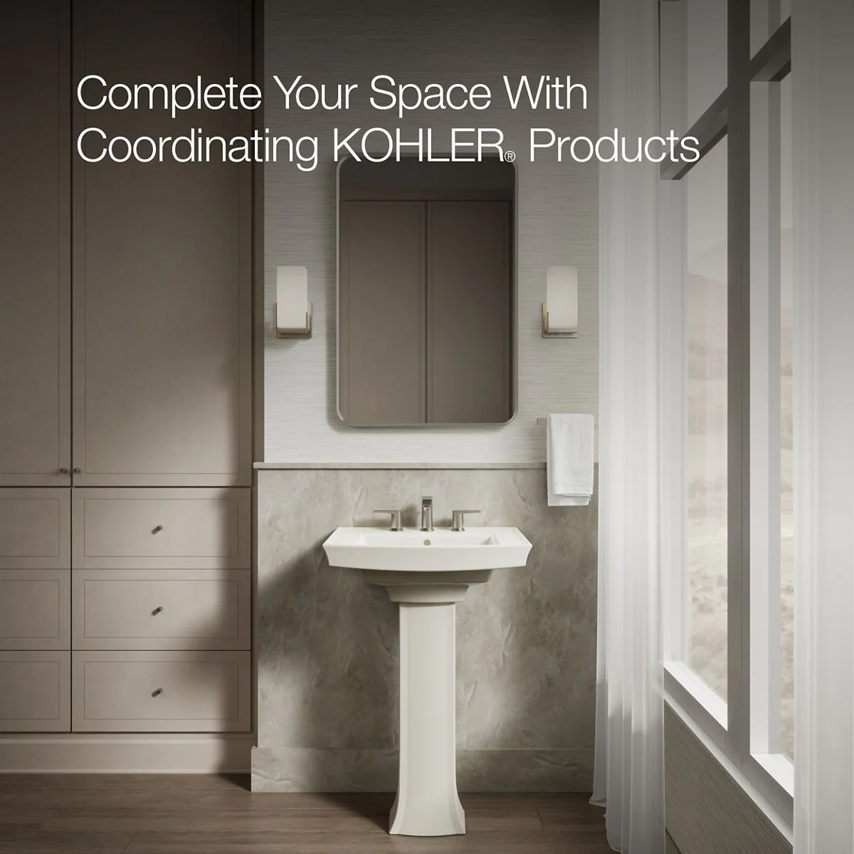 KOHLER K-2359-8 Archer 24" rectangular pedestal bathroom sink - Image 19