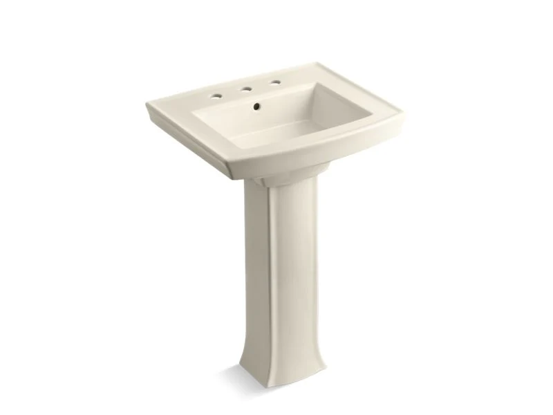 KOHLER K-2359-8 Archer 24" rectangular pedestal bathroom sink - Image 2