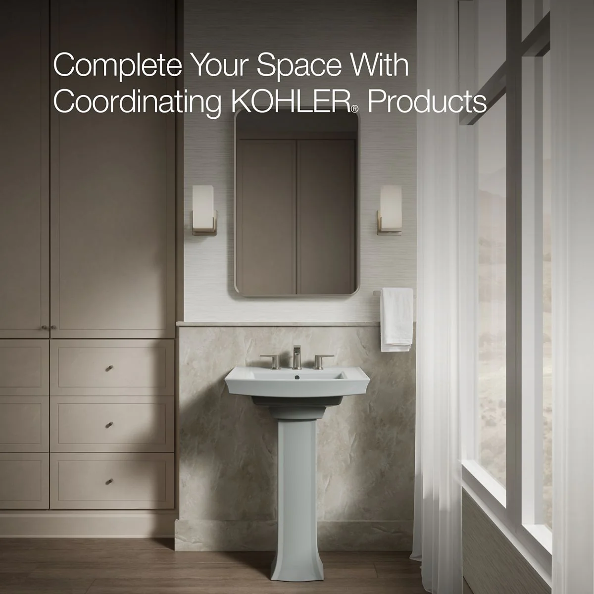 KOHLER K-2359-8 Archer 24" rectangular pedestal bathroom sink - Image 24