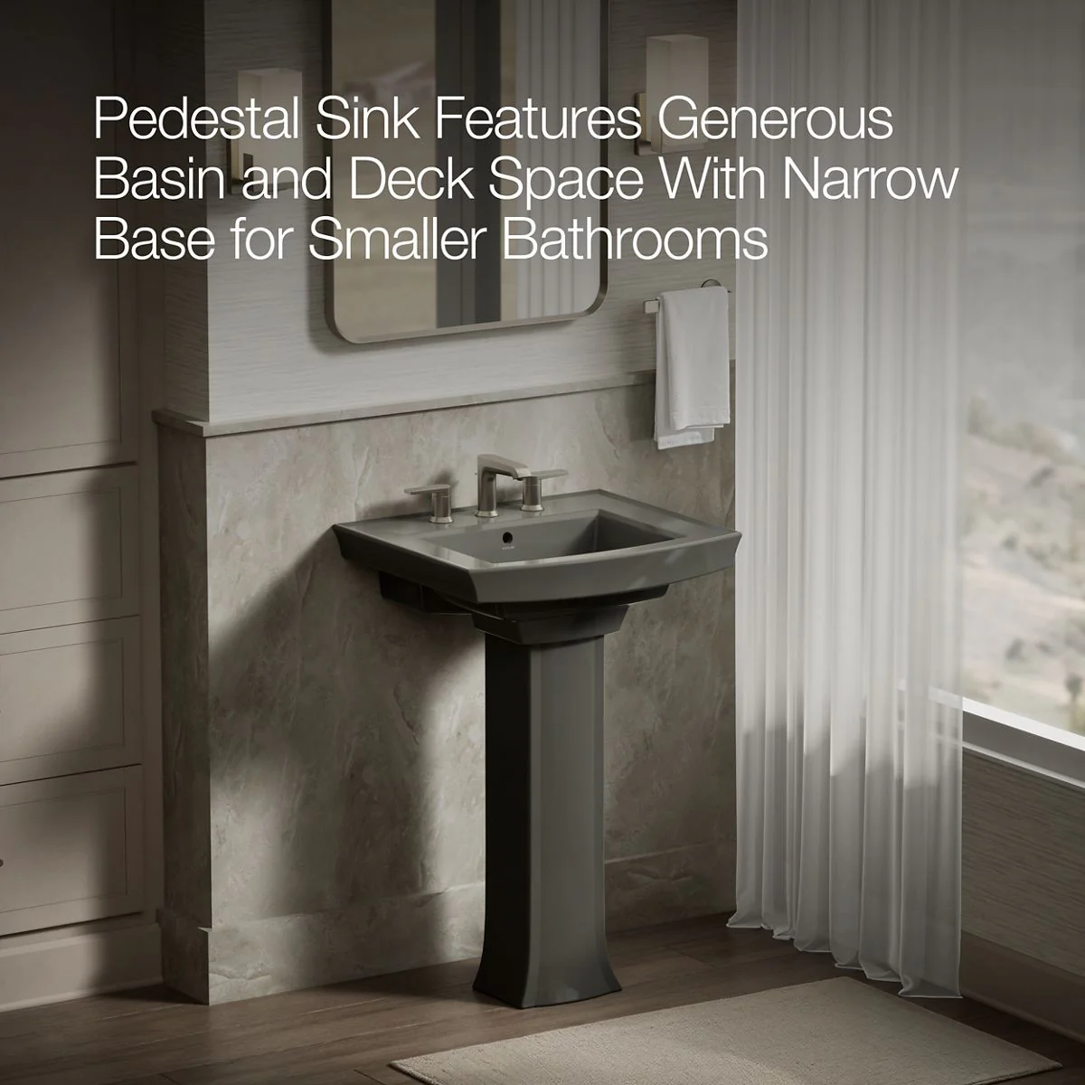 KOHLER K-2359-8 Archer 24" rectangular pedestal bathroom sink - Image 33