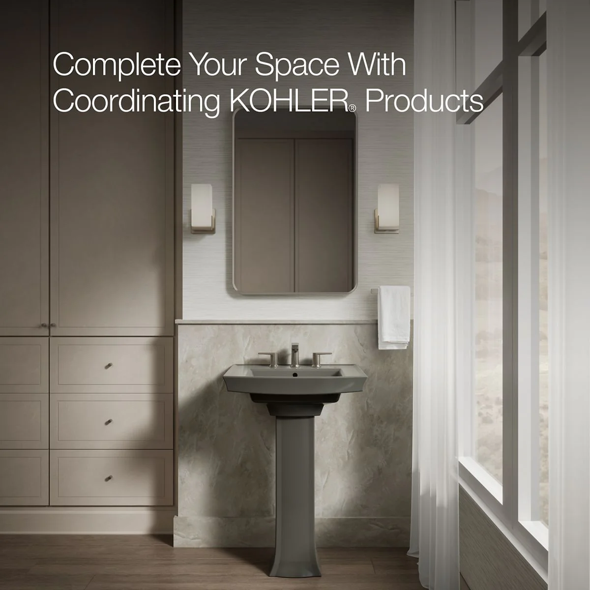 KOHLER K-2359-8 Archer 24" rectangular pedestal bathroom sink - Image 34