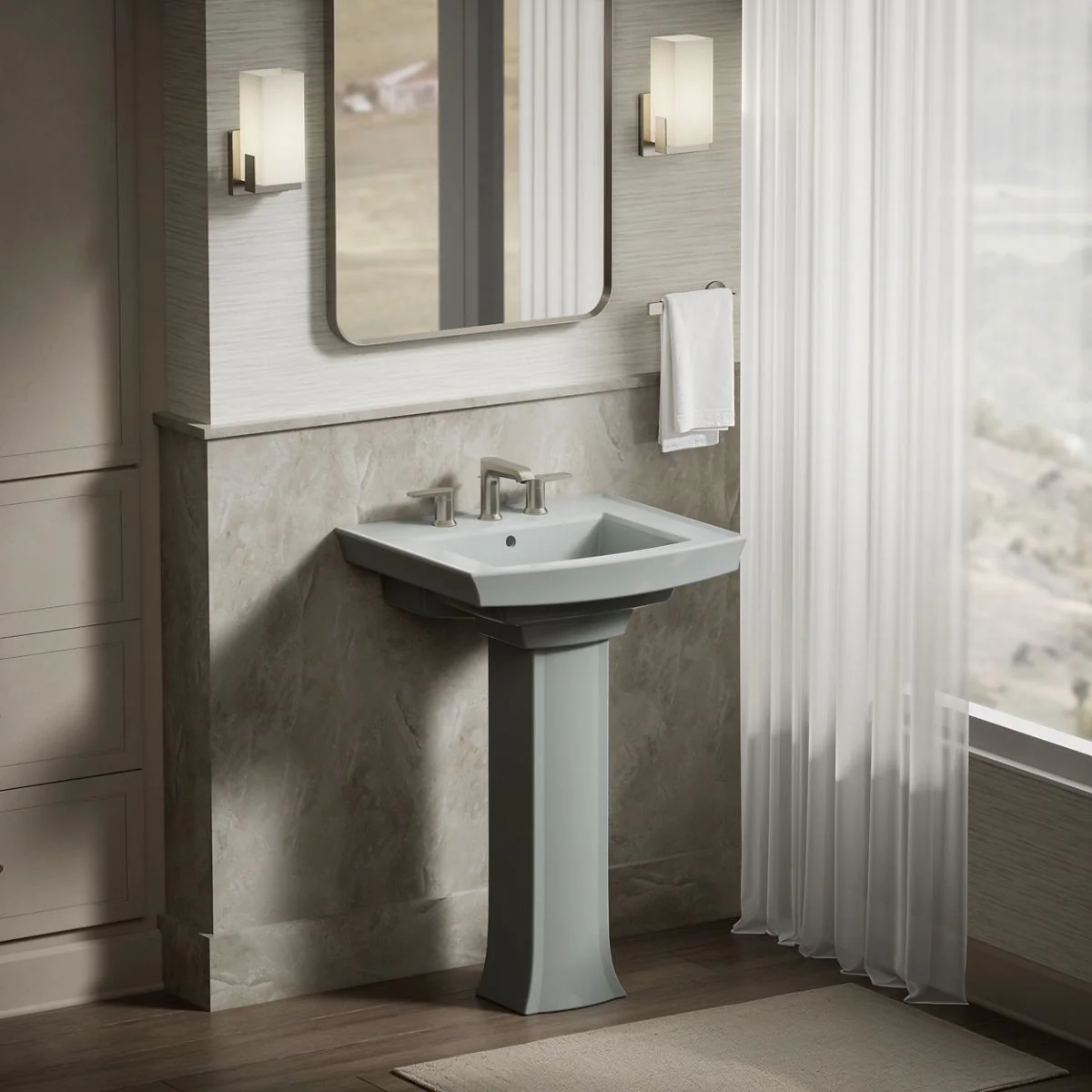 KOHLER K-2358-8 Archer 24" rectangular pedestal bathroom sink - Image 13