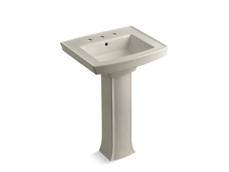KOHLER K-2359-8 Archer 24" rectangular pedestal bathroom sink - Image 7