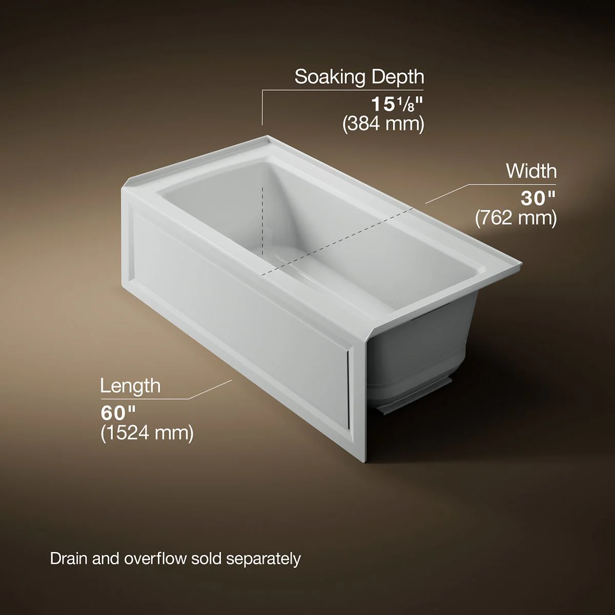 KOHLER K-1947-GHRA Archer 60" x 30" alcove Heated BubbleMassage air bath, right drain - Image 21