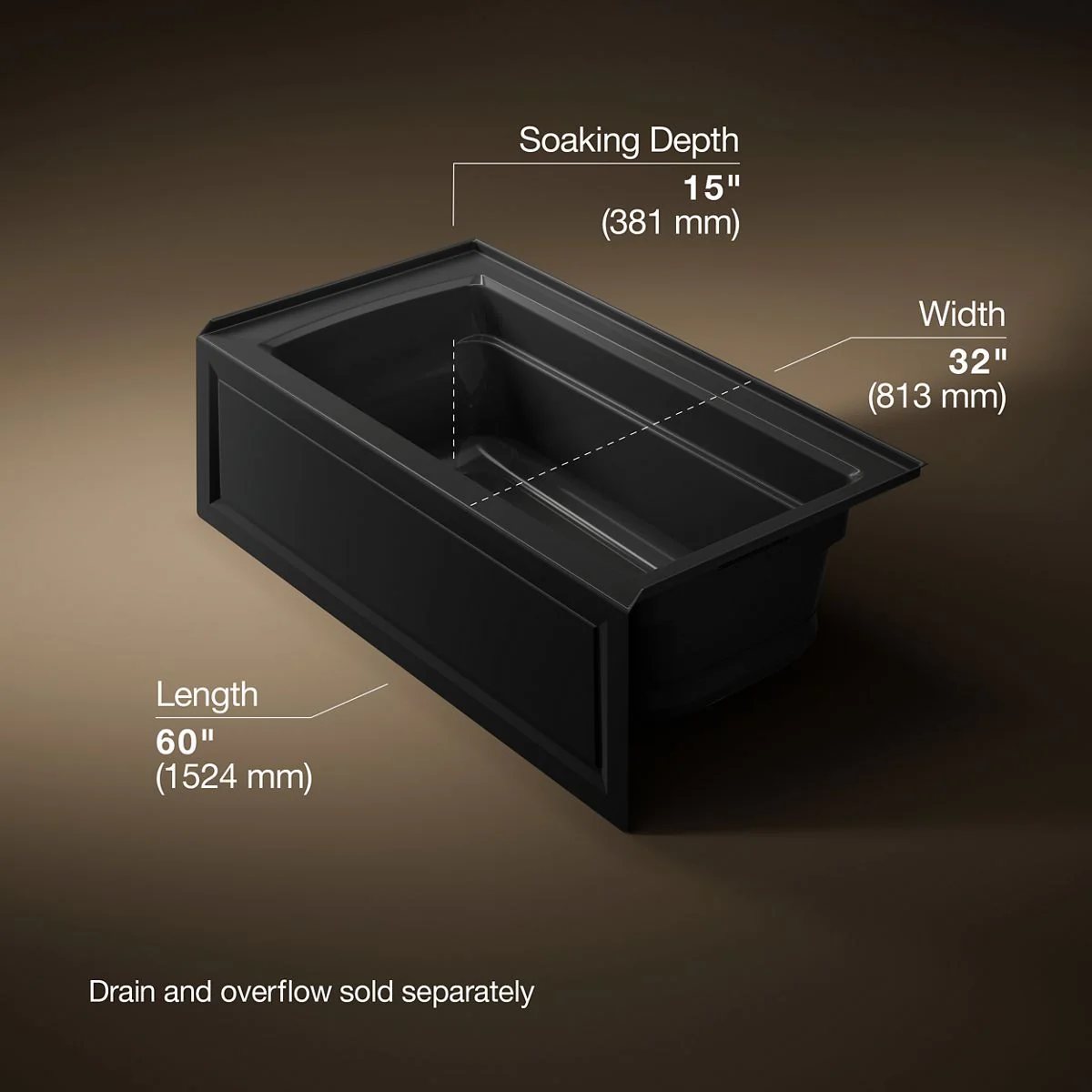 KOHLER K-1122-GHRA Archer 60" x 32" alcove Heated BubbleMassage air bath, right drain - Image 16