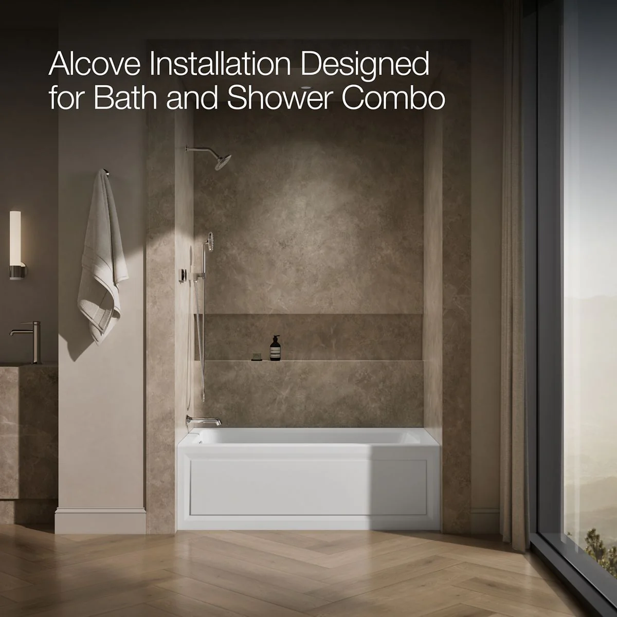 KOHLER K-1122-LA Archer 60" x 32" alcove whirlpool bath, left drain - Image 8