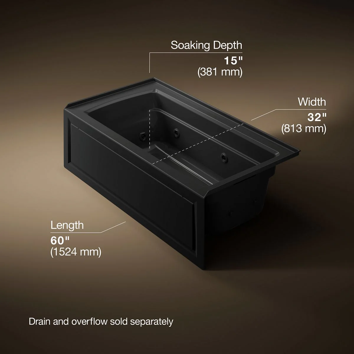 KOHLER K-1122-RA Archer 60" x 32" alcove whirlpool bath right drain - Image 26
