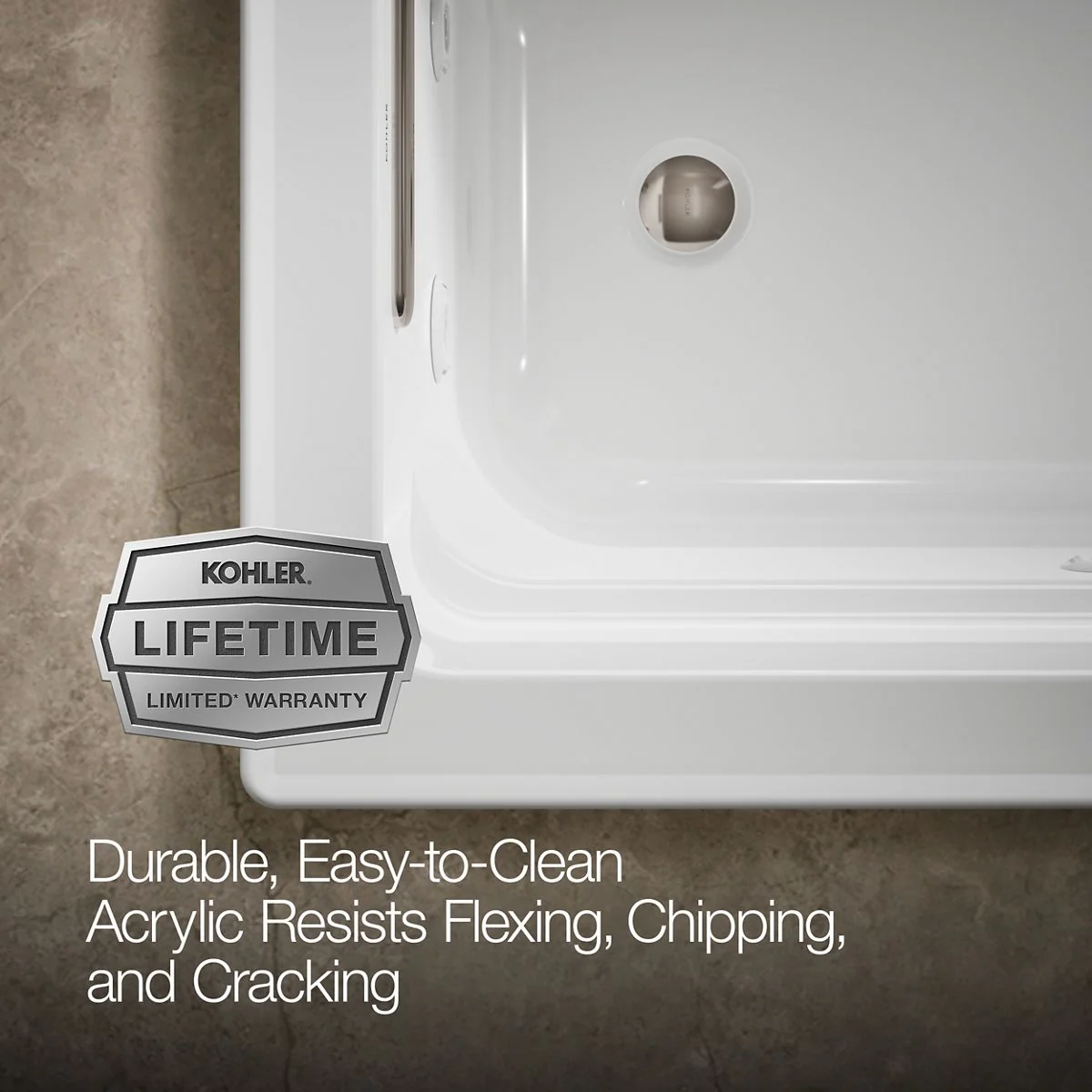 KOHLER K-1122-W1 Archer 60" x 32" drop-in whirlpool bath with and Bask heated surface - Image 10