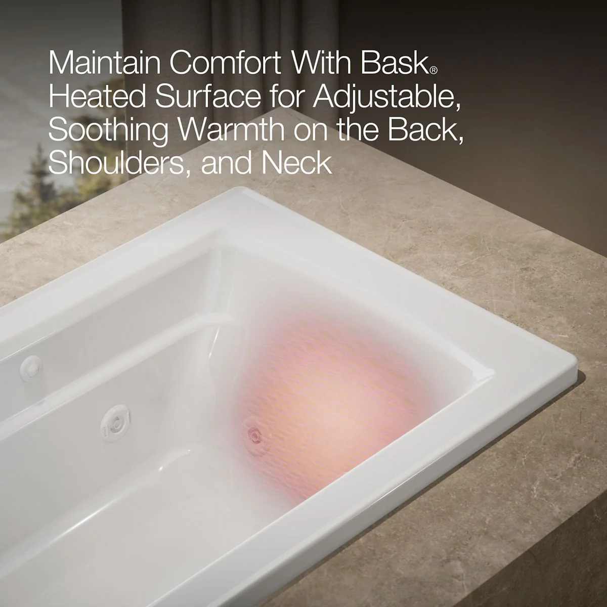 KOHLER K-1122-W1 Archer 60" x 32" drop-in whirlpool bath with and Bask heated surface - Image 11