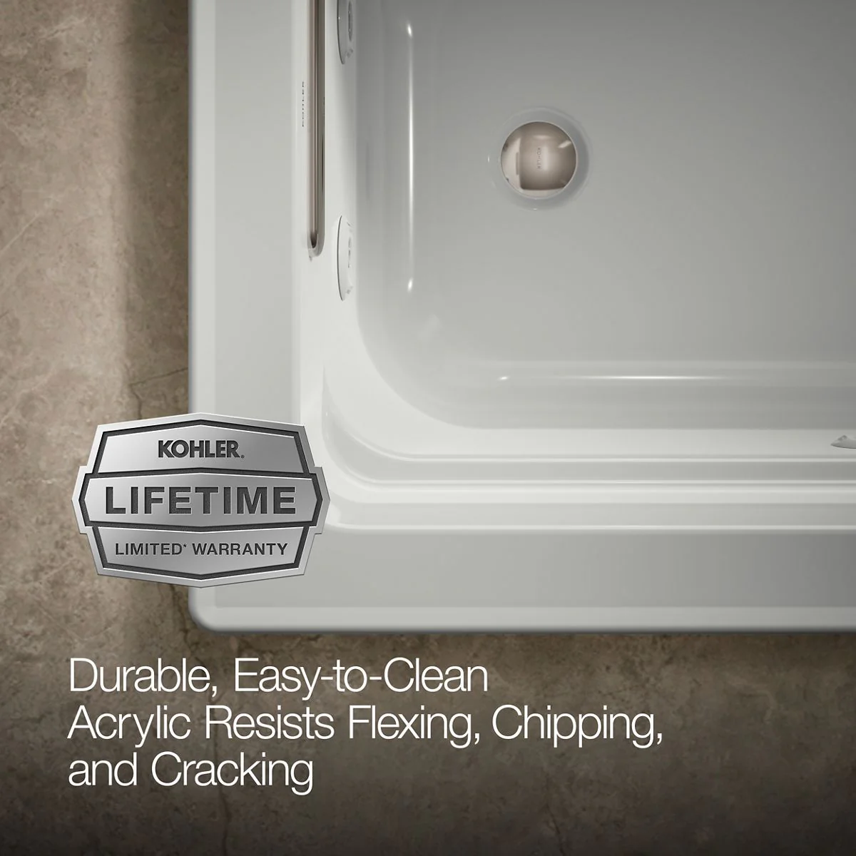 KOHLER K-1122-W1 Archer 60" x 32" drop-in whirlpool bath with and Bask heated surface - Image 17