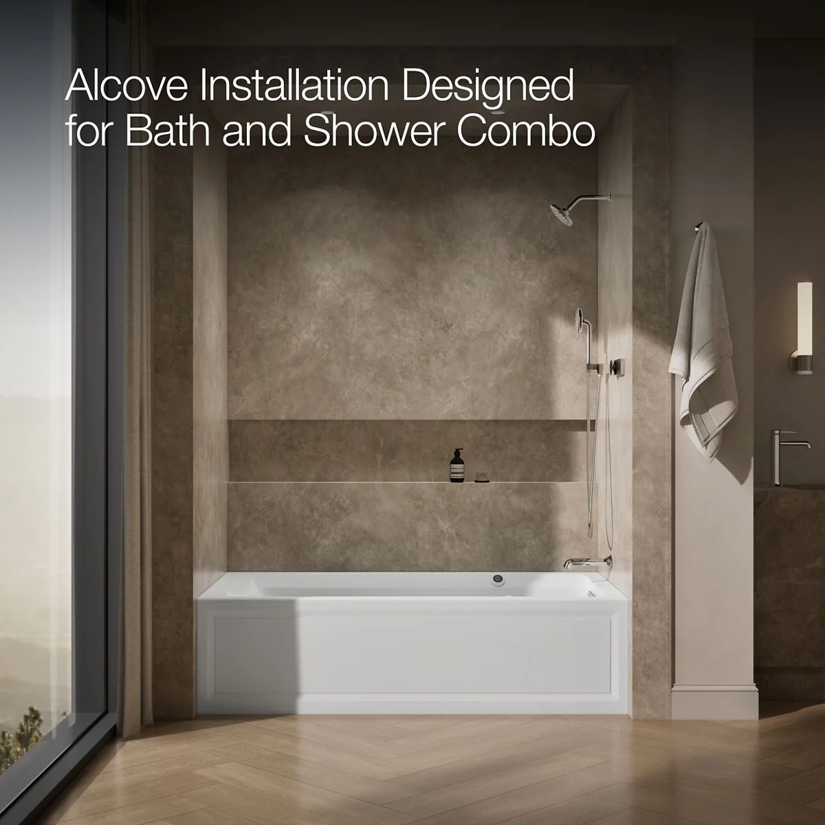 KOHLER K-1124-GHRAW Archer 72" x 36" alcove Heated BubbleMassage air bath with Bask heated surface, right drain - Image 9