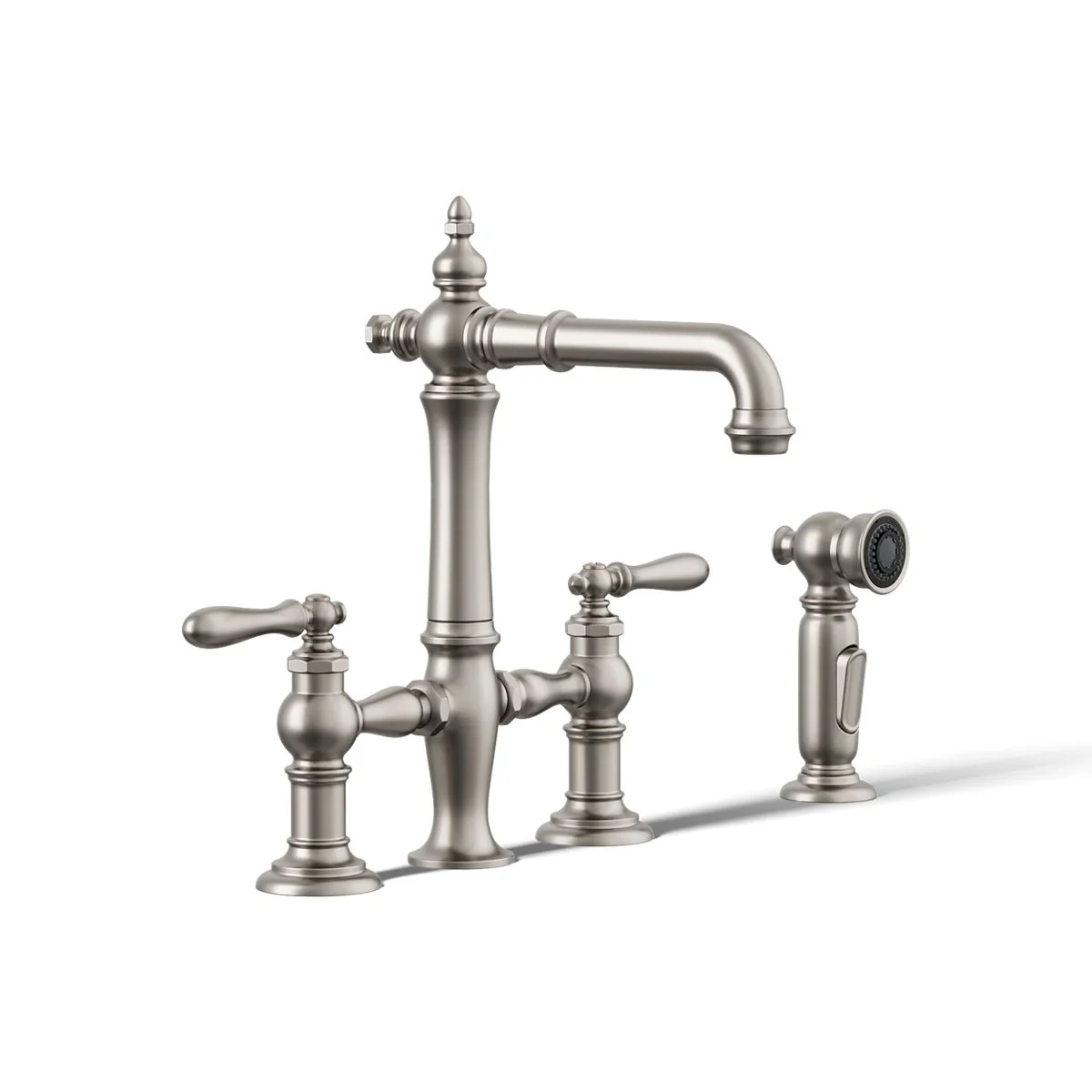 KOHLER K-76520-4 Artifacts Three-hole bridge bar sink faucet with side sprayer - Image 44