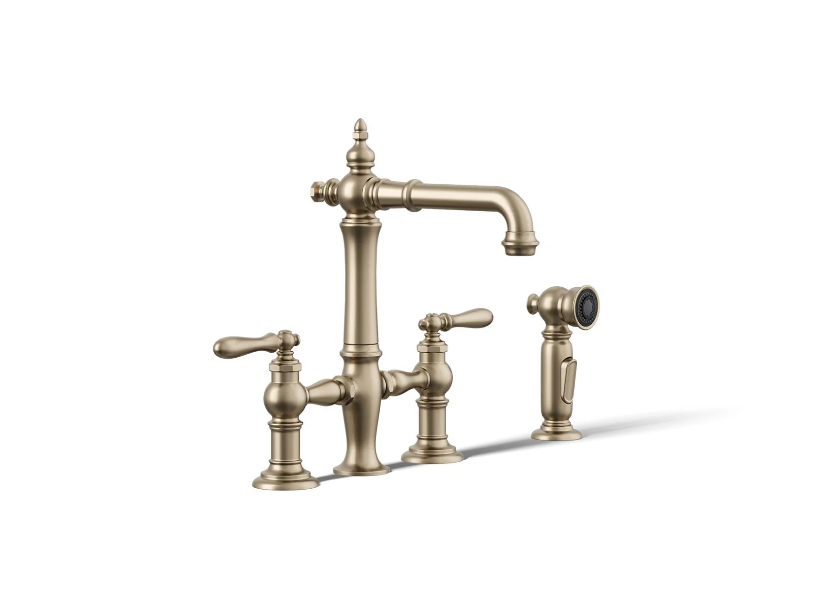 KOHLER K-76520-4 Artifacts Three-hole bridge bar sink faucet with side sprayer - Image 45