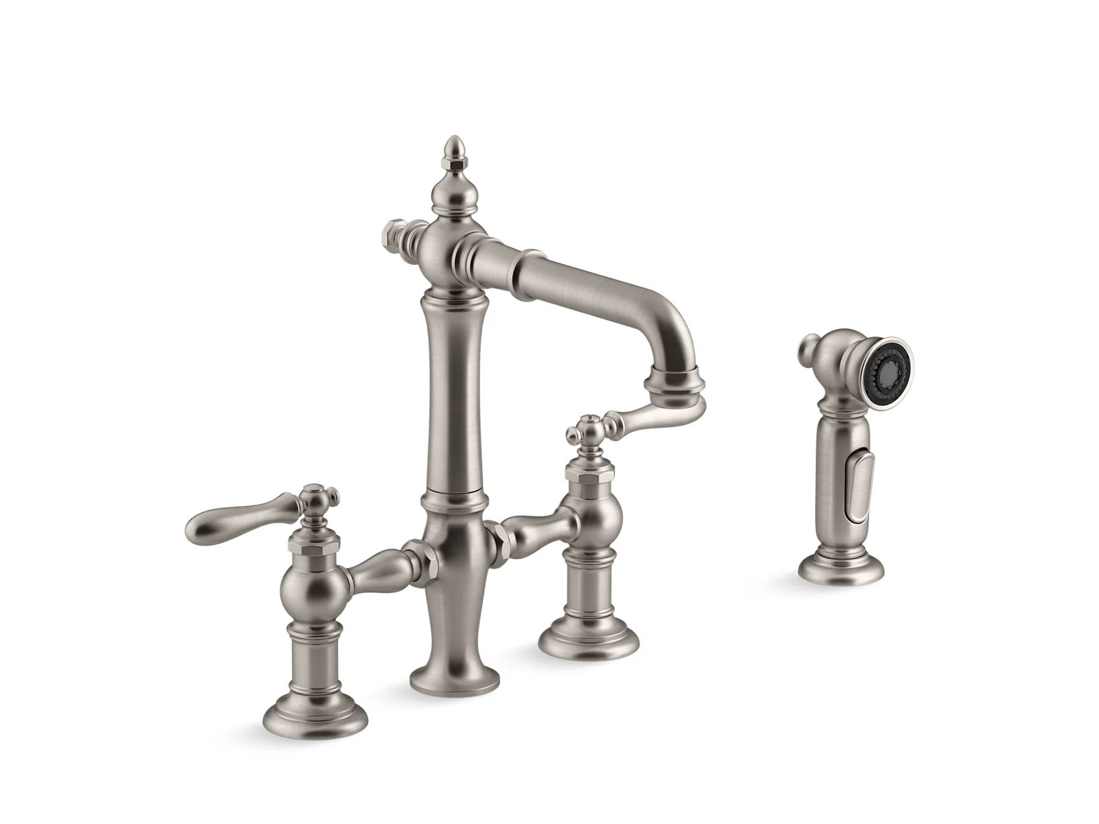 KOHLER K-76520-4 Artifacts Three-hole bridge bar sink faucet with side sprayer - Image 9