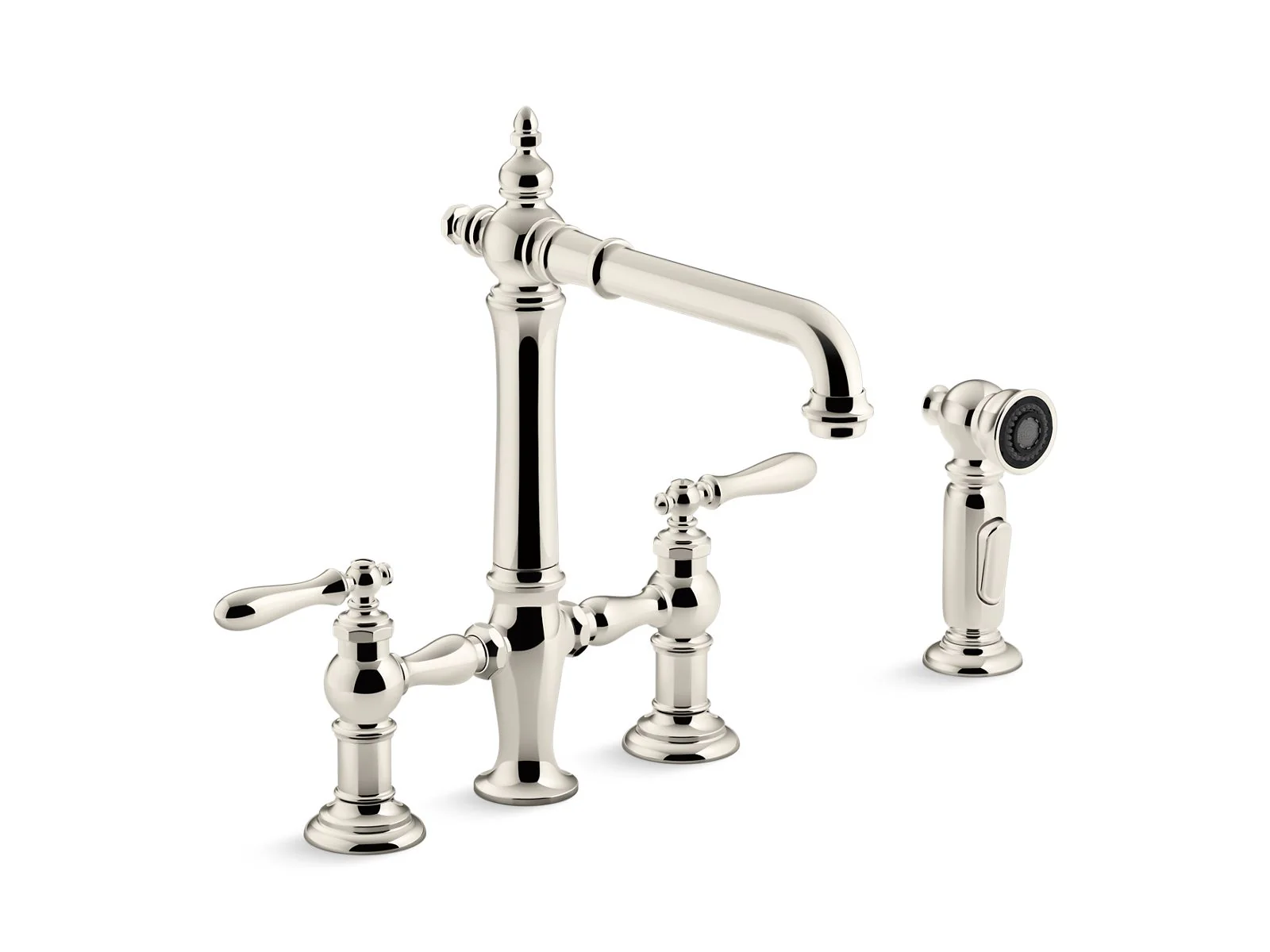 KOHLER K-76519-4 Artifacts Three-hole bridge kitchen sink faucet with side sprayer - Image 7