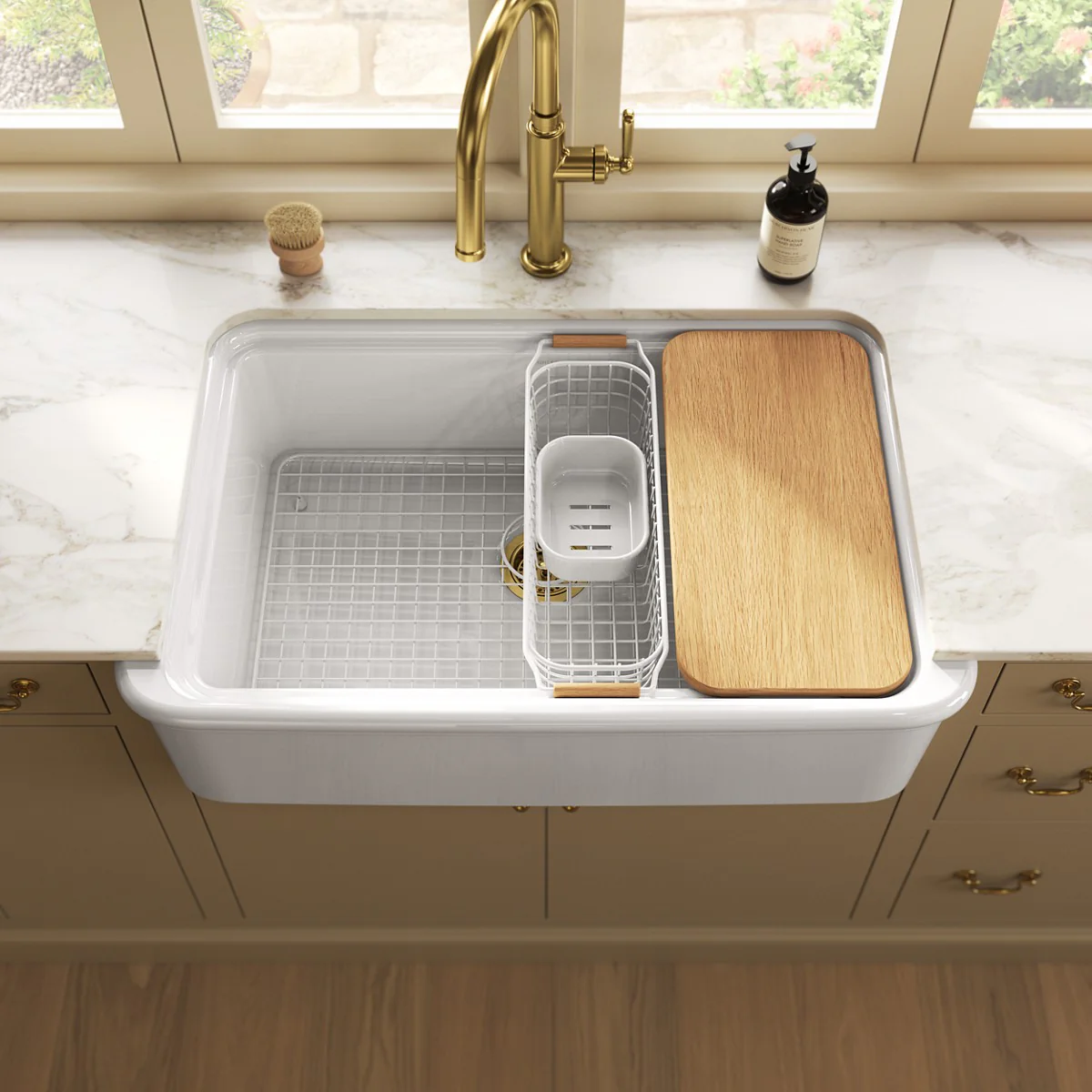 KOHLER K-36250-PC Audrine 35-1/2" undermount single-bowl farmhouse workstation kitchen sink - Image 4