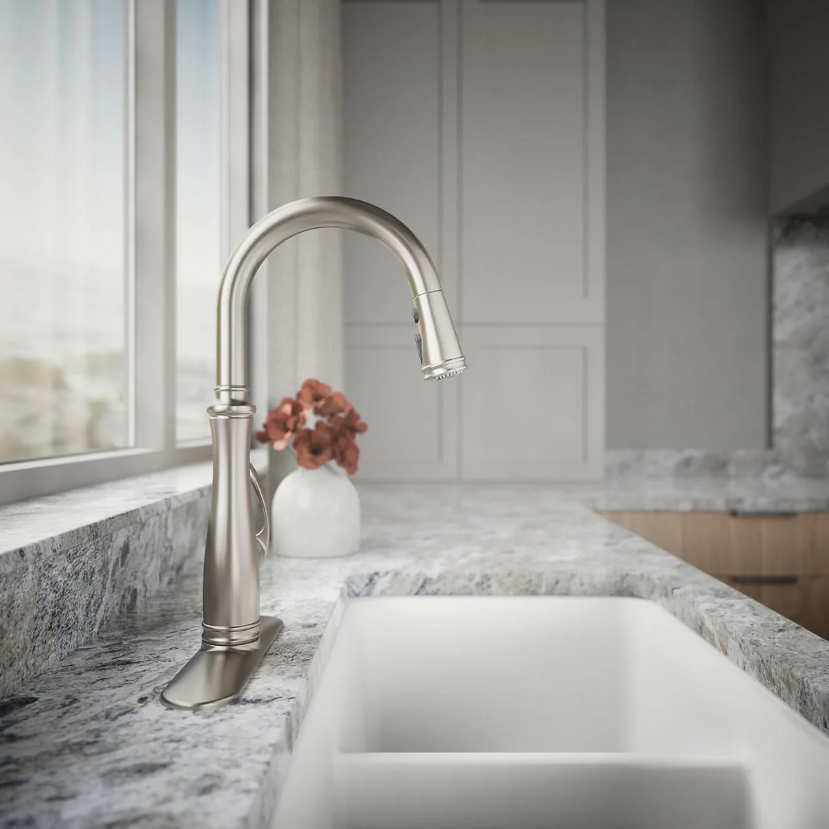 KOHLER K-560 Bellera Pull-down kitchen sink faucet with three-function sprayhead - Image 10
