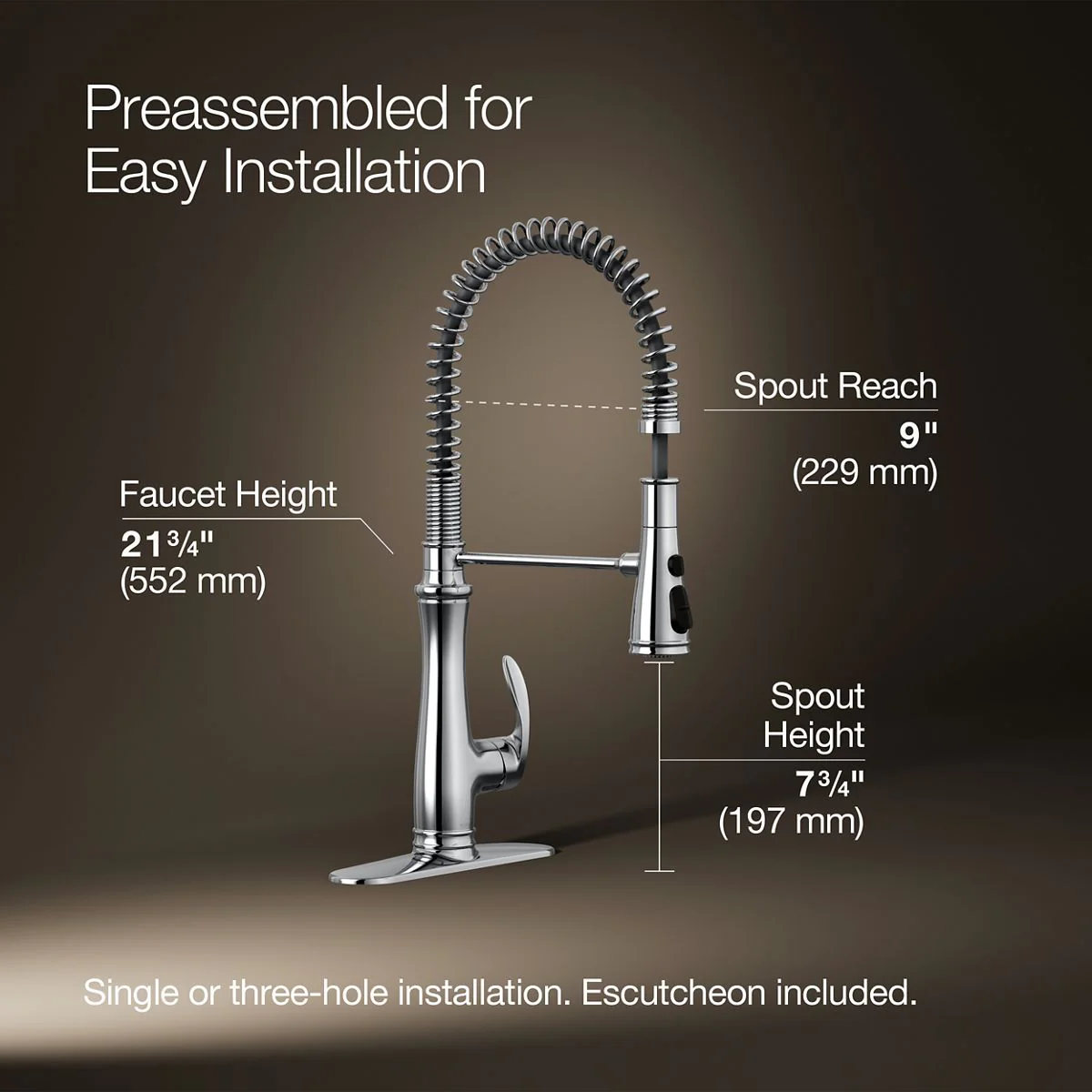 KOHLER K-29106 Bellera Semi-professional kitchen sink faucet with three-function sprayhead - Image 8