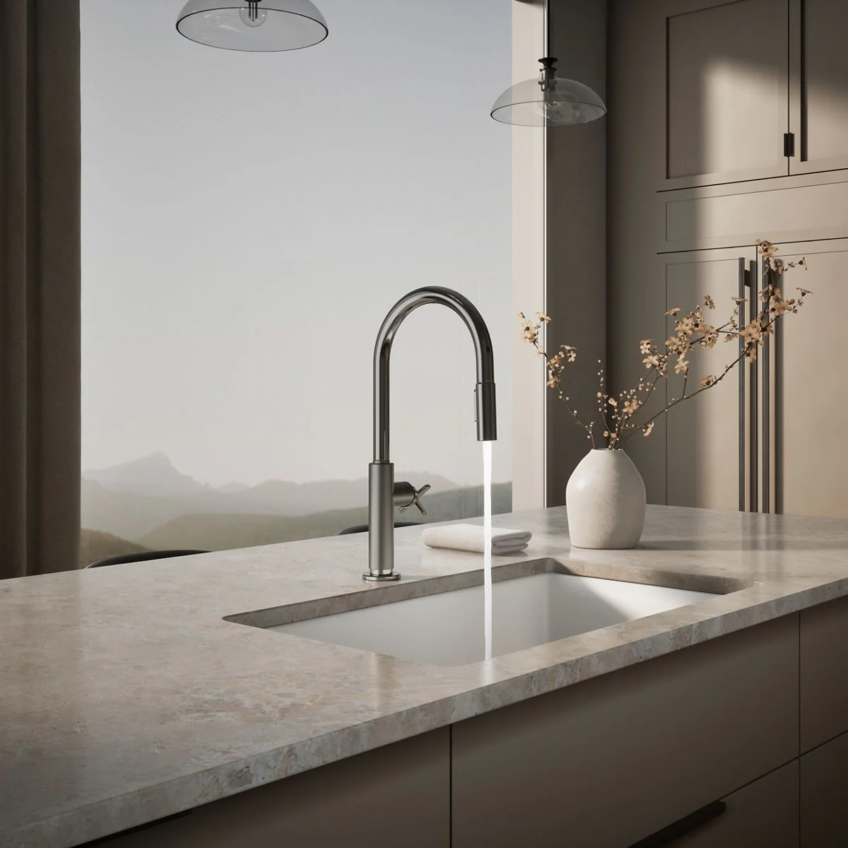 KOHLER K-28669-3 Billet Pull-down kitchen sink faucet with two-function sprayhead - Image 14