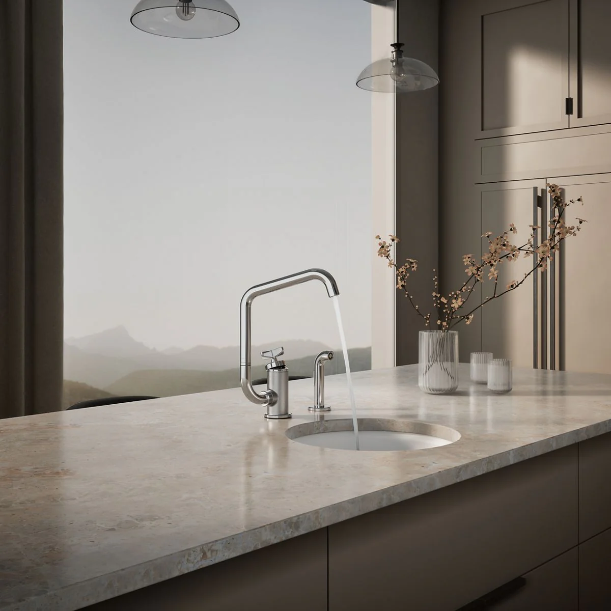 KOHLER K-28667-3 Billet Single-handle bar sink faucet with two-function extended-reach spout and side sprayer - Image 39