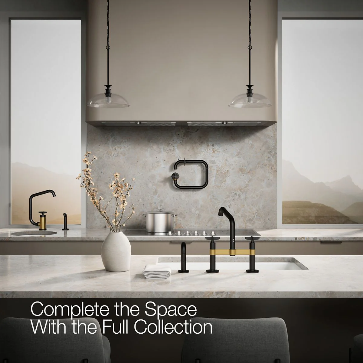 KOHLER K-28665-3 Billet Two-hole bridge kitchen sink faucet with side sprayer - Image 28