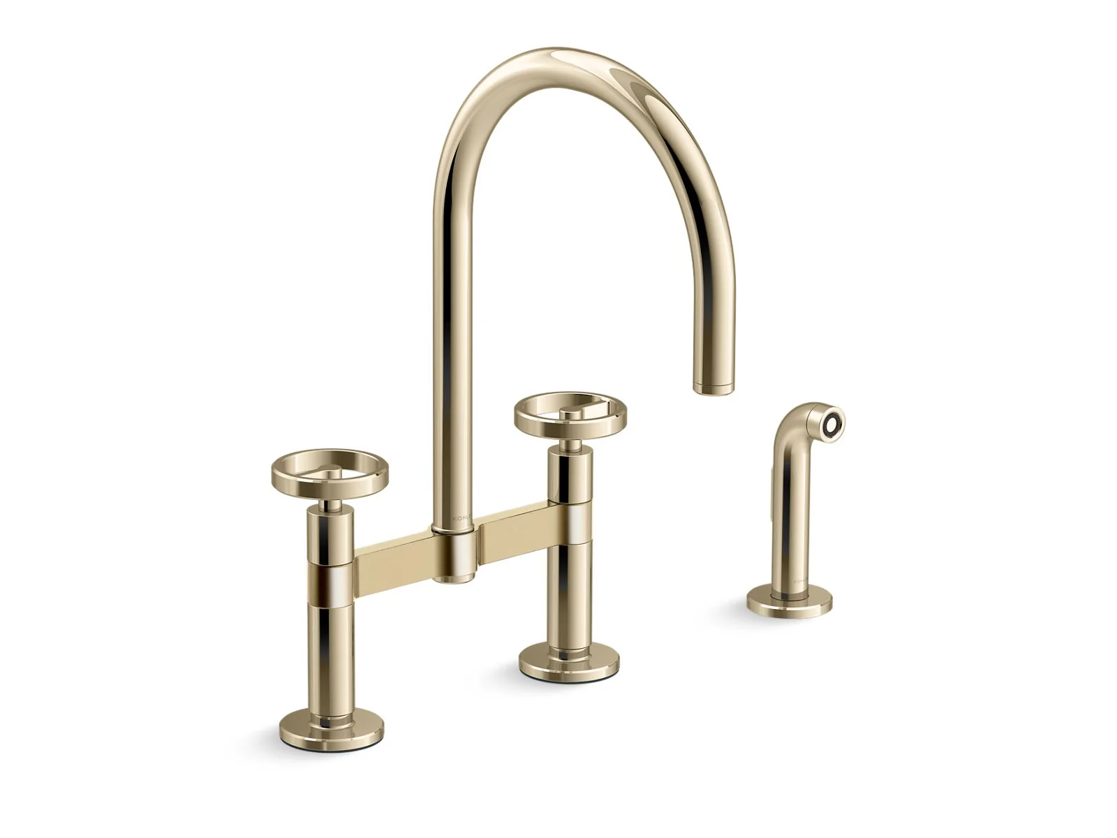 KOHLER K-28673-9 Billet Two-hole bridge kitchen sink faucet with side sprayer - Image 2