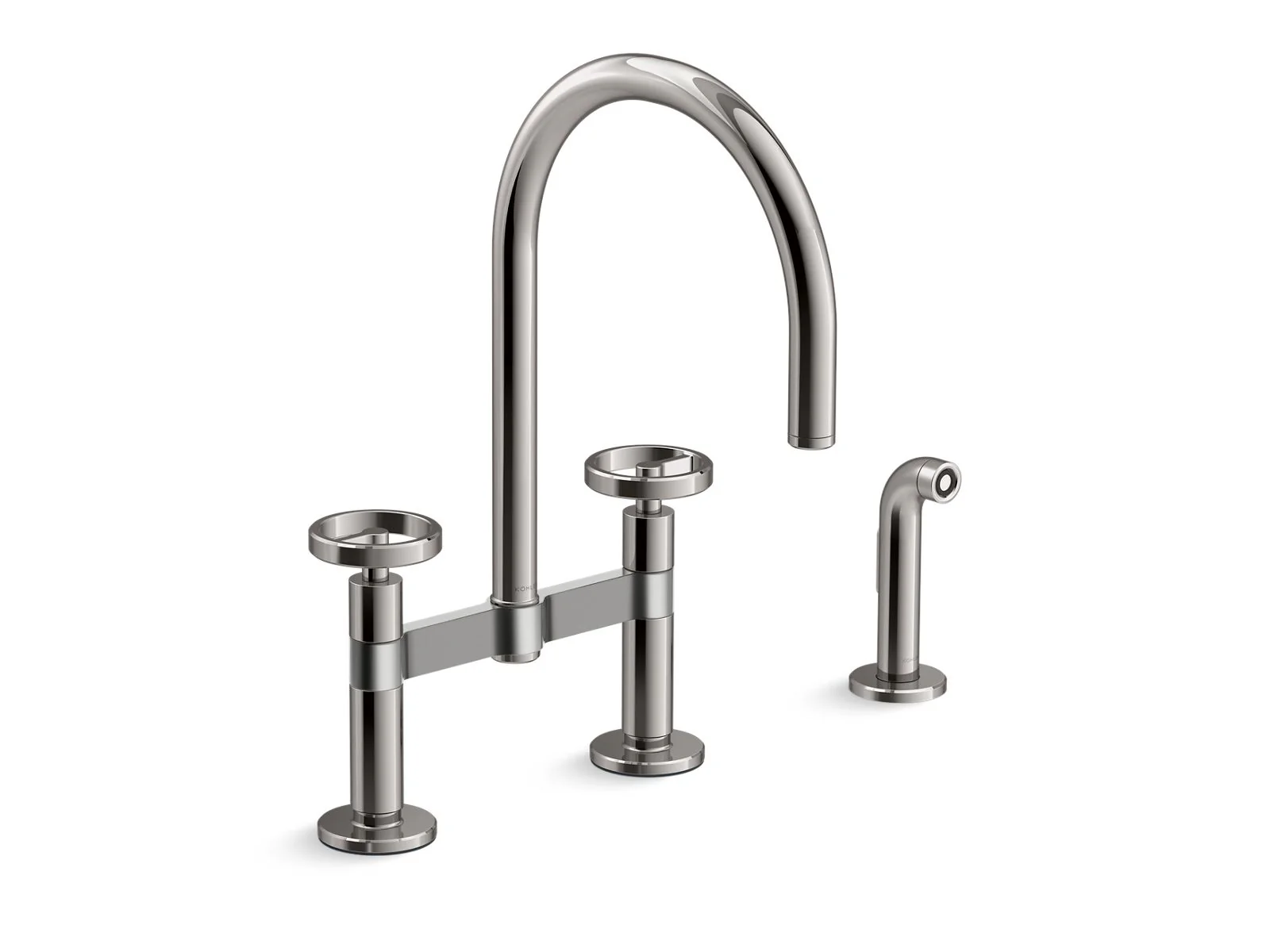 KOHLER K-28673-9 Billet Two-hole bridge kitchen sink faucet with side sprayer - Image 8