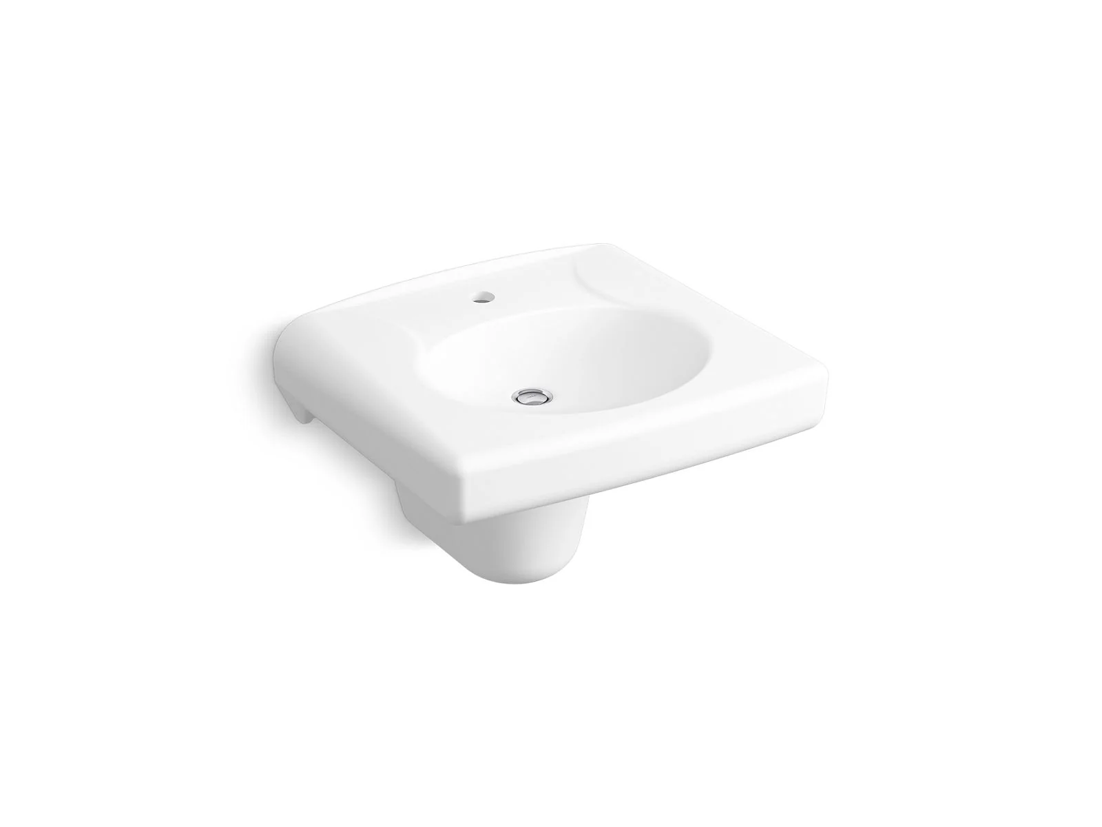KOHLER K-1999-1N Brenham Wall-mount or concealed carrier arm mount commercial bathroom sink with single faucet hole and shroud - Image 2