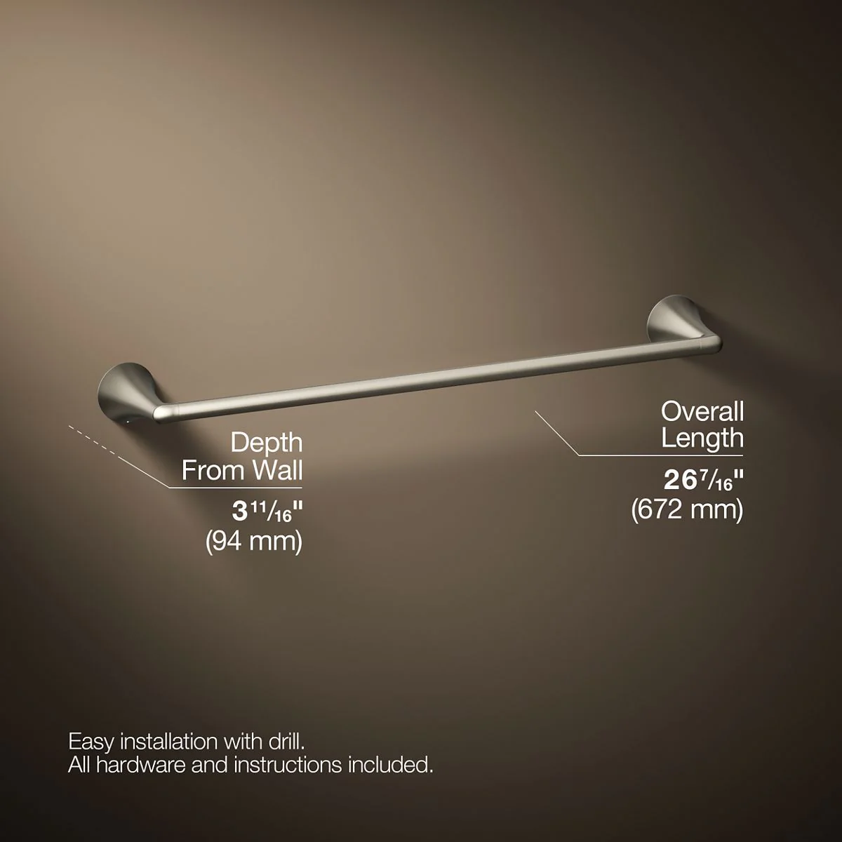 KOHLER K-35932 Buckley 24" towel bar - Image 10