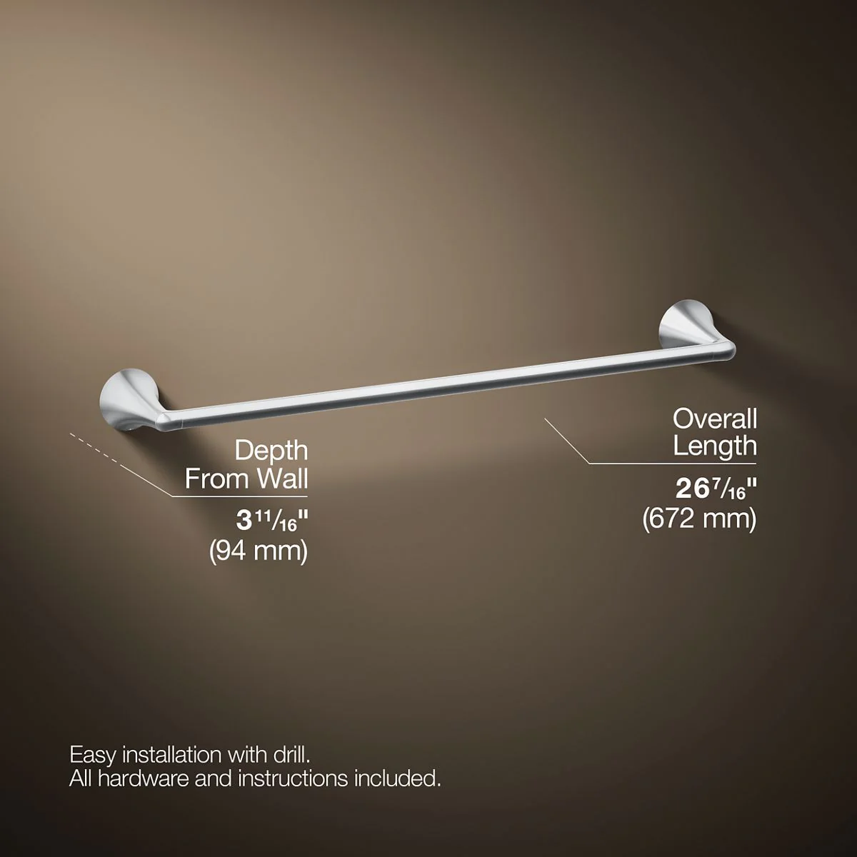 KOHLER K-35932 Buckley 24" towel bar - Image 15