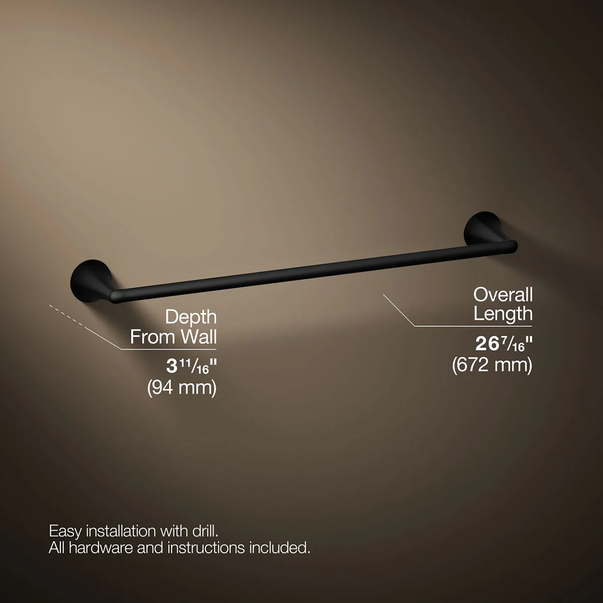 KOHLER K-35932 Buckley 24" towel bar - Image 5